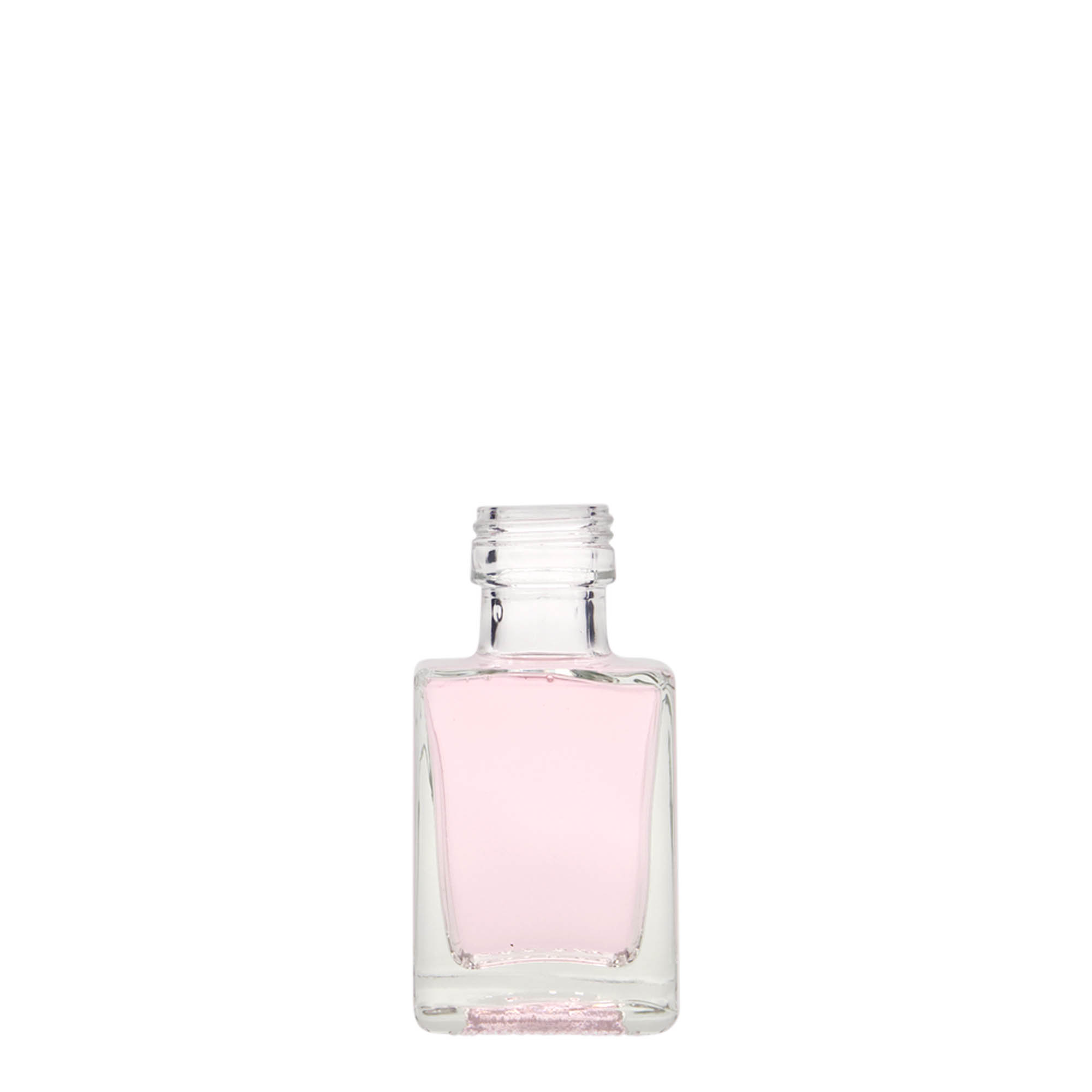 50 ml stikla pudele 'Cube', kvadrātiska, atvere: PP 24