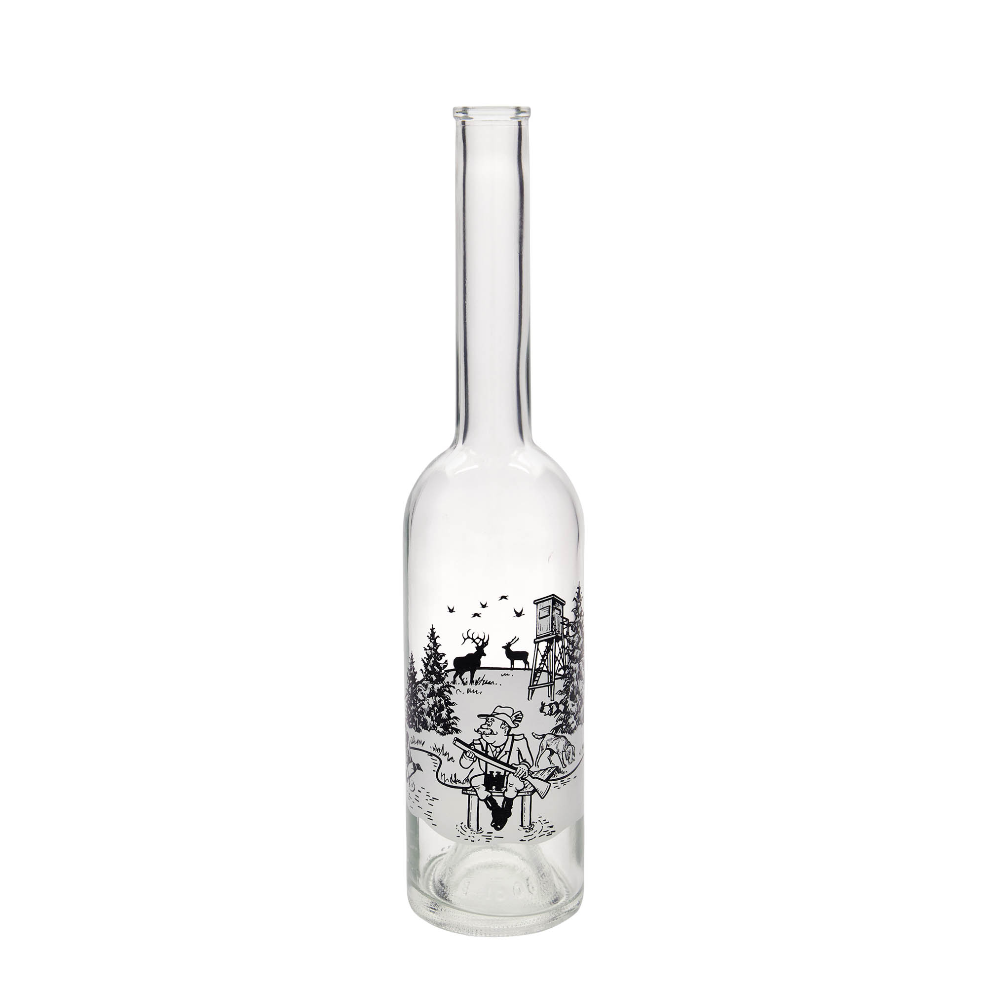 500 ml stikla pudele 'Opera', motīvs: mednieks, atvere: korķis