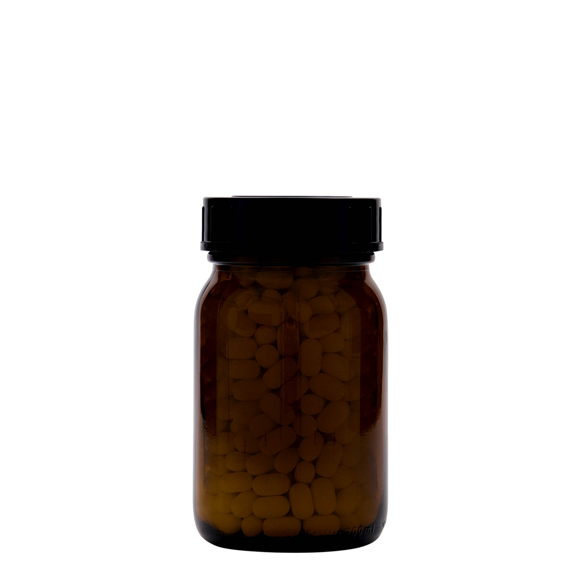 200 ml plaša kakla stikla burka, brūna, atvere: DIN 55