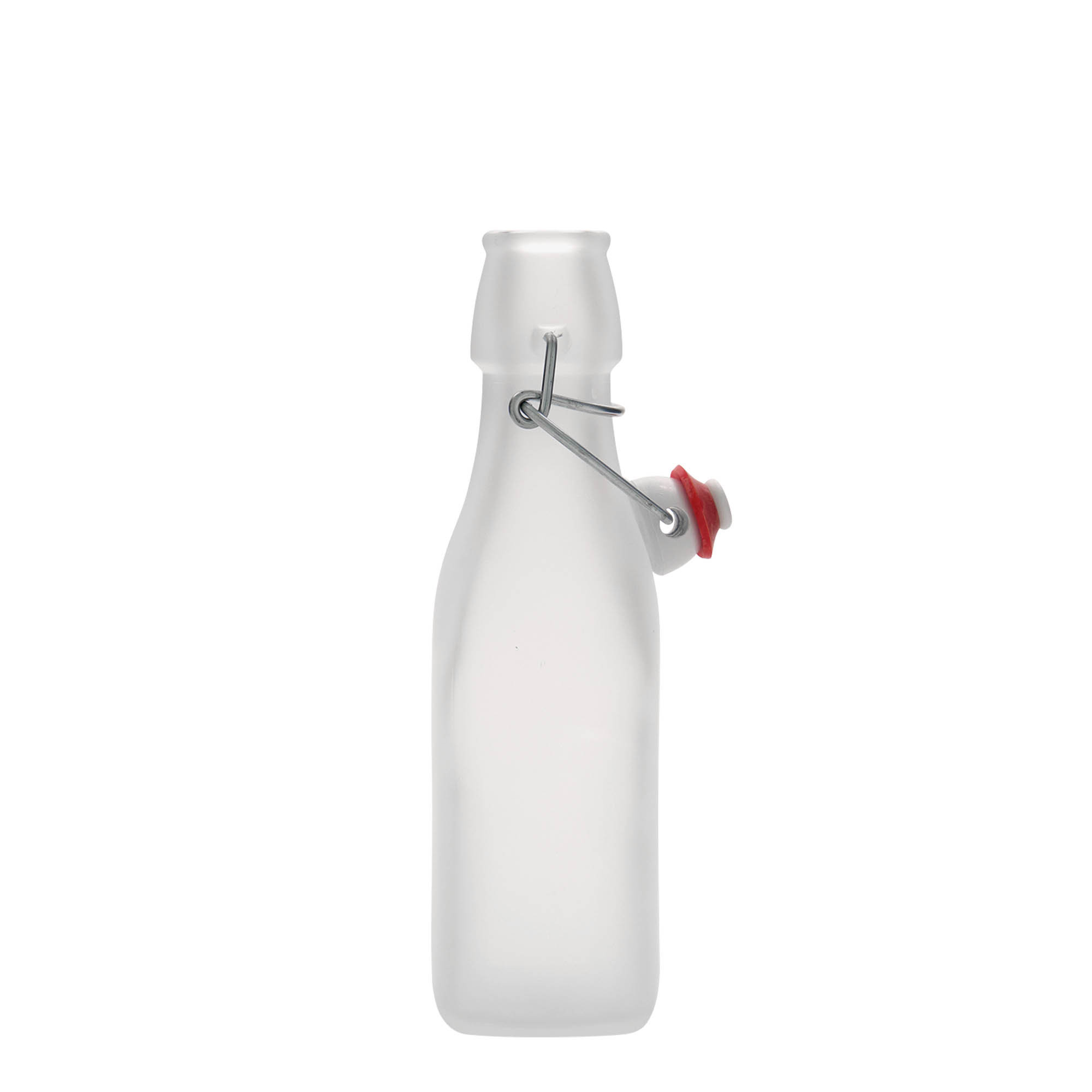 250 ml stikla pudele 'Swing, kvadrātveida, balta, atvere: aizbīdņa aizdare