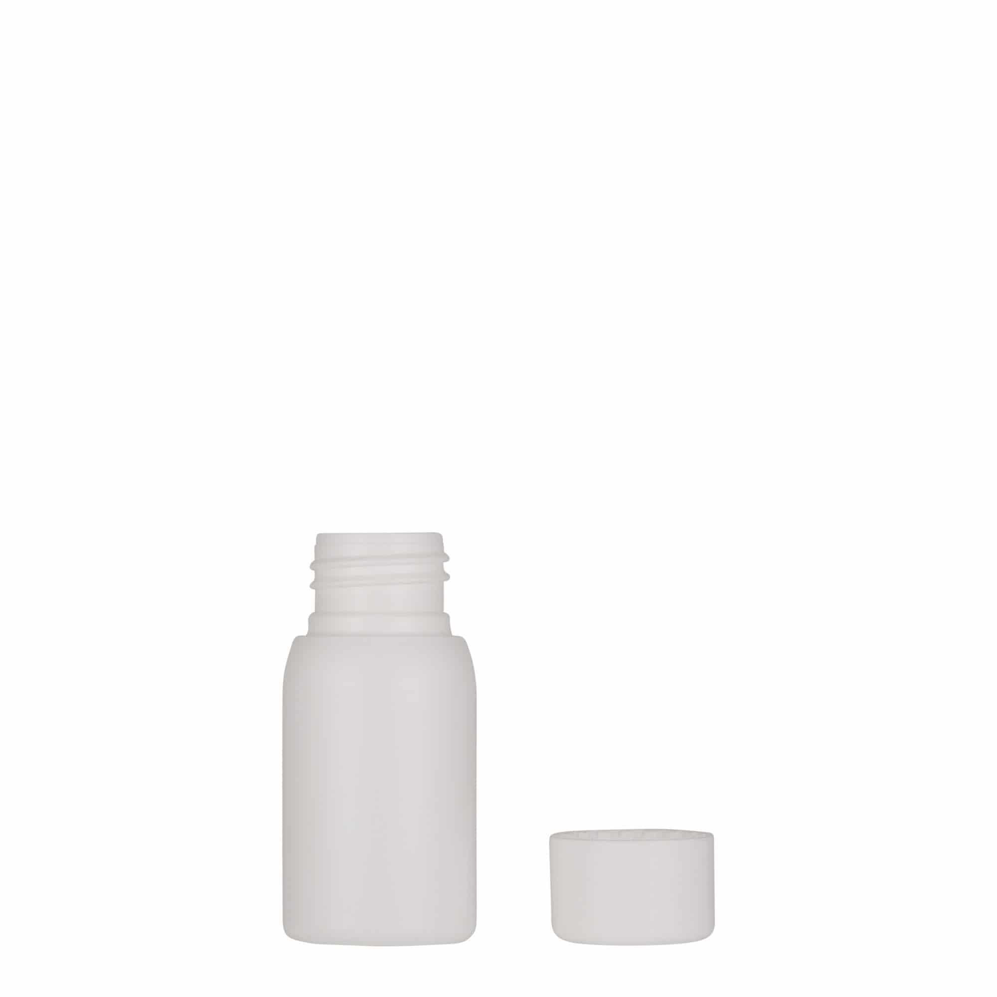 30 ml plastmasas pudele 'Tuffy', HDPE, balta, aizdare: 24/410