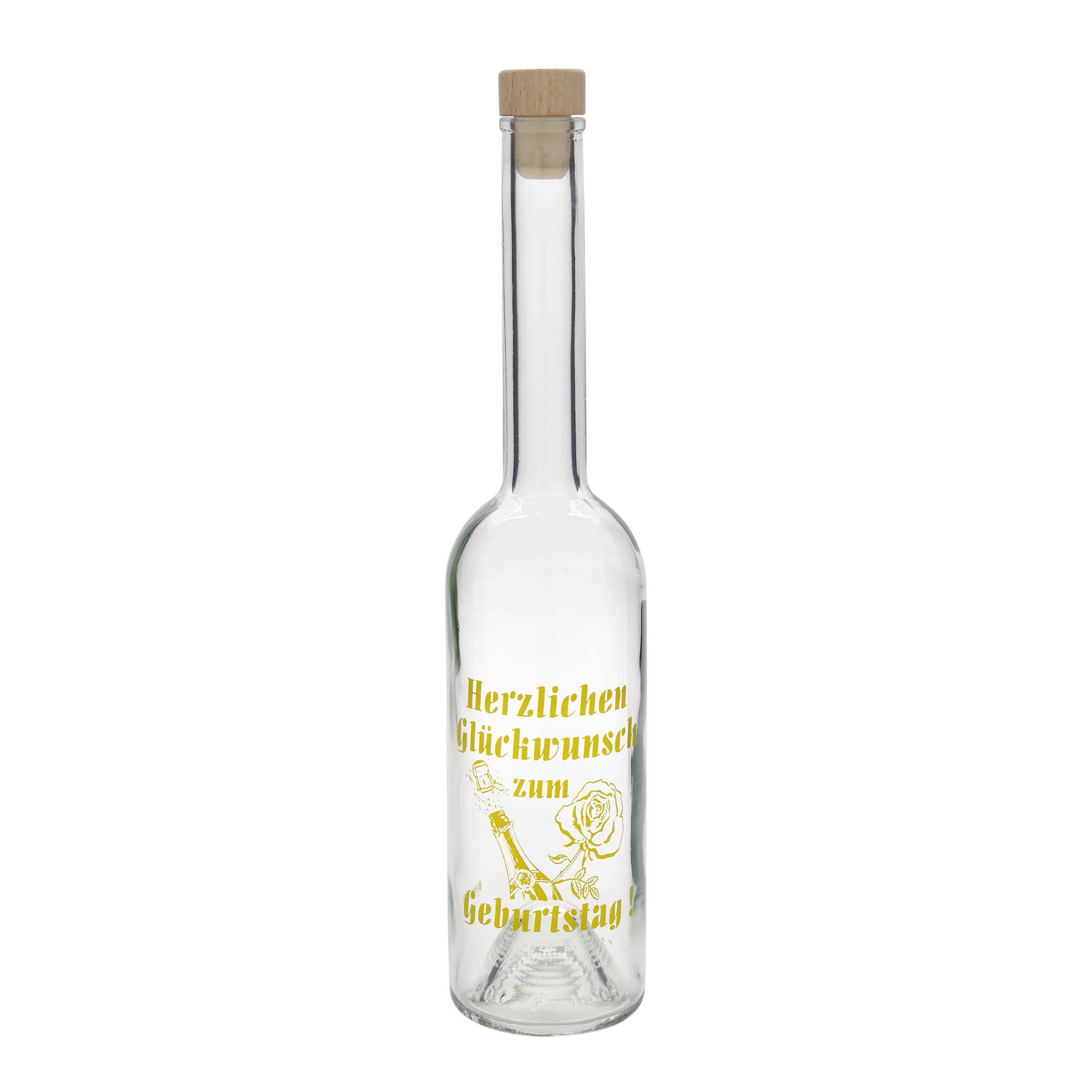 500 ml stikla pudele 'Opera', motīvs: dzimšanas dienas pudele, atvere: korķis 500 ml stikla pudele 'Opera', motīvs: dzimšanas dienas pudele, atvere: korķis