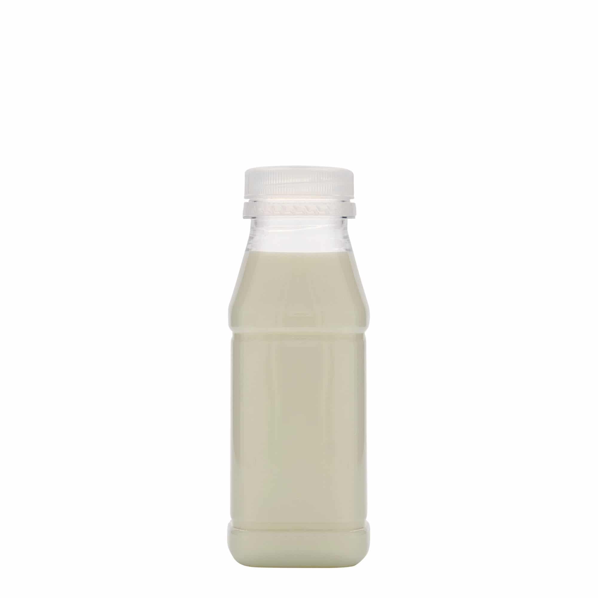 250 ml PET pudele 'Milk and Juice Carré', kvadrātiska, plastmasas, aizdare: 38 mm