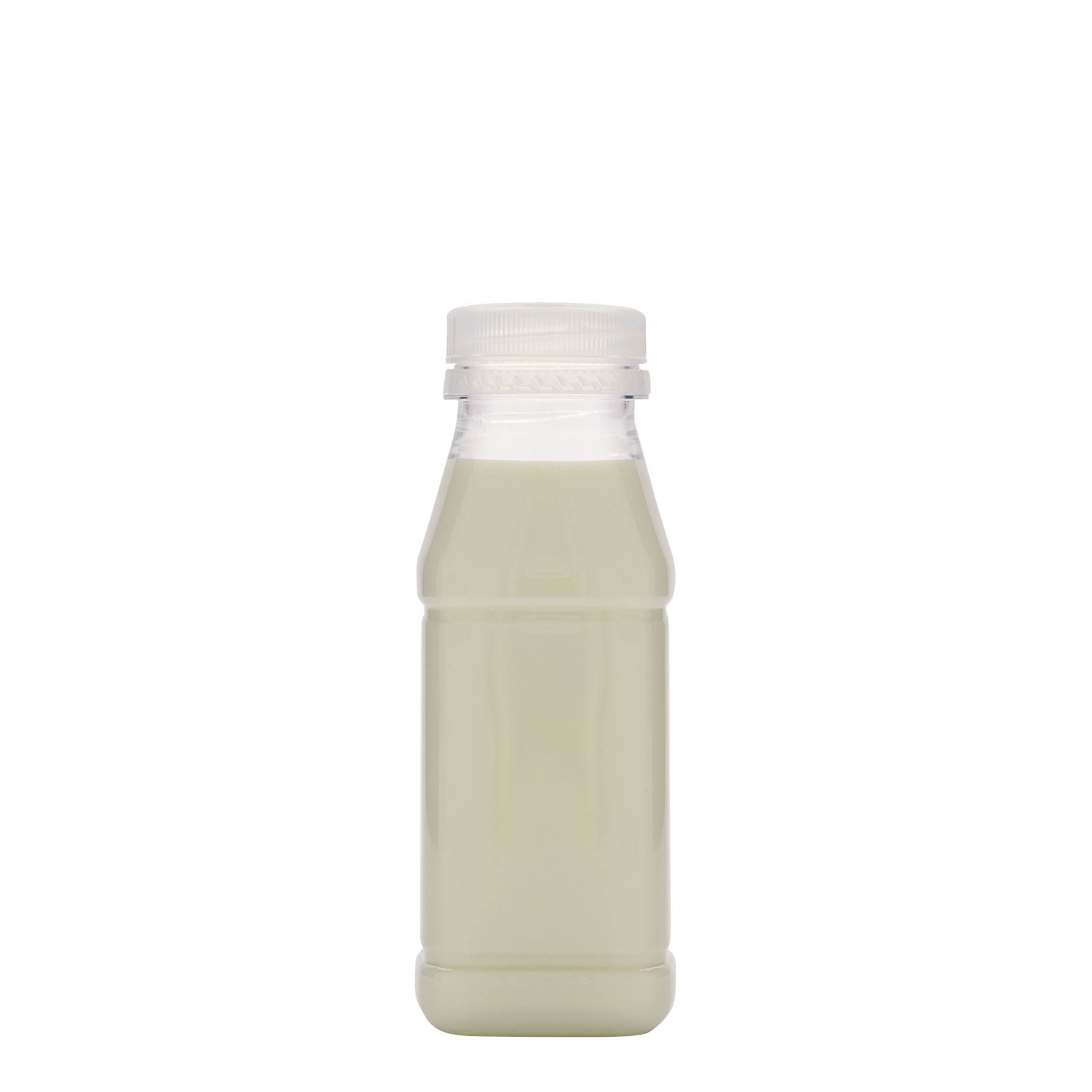 250 ml PET pudele „Milk and Juice Carré“, kvadrātveida, plastmasa, atvere: 38 mm