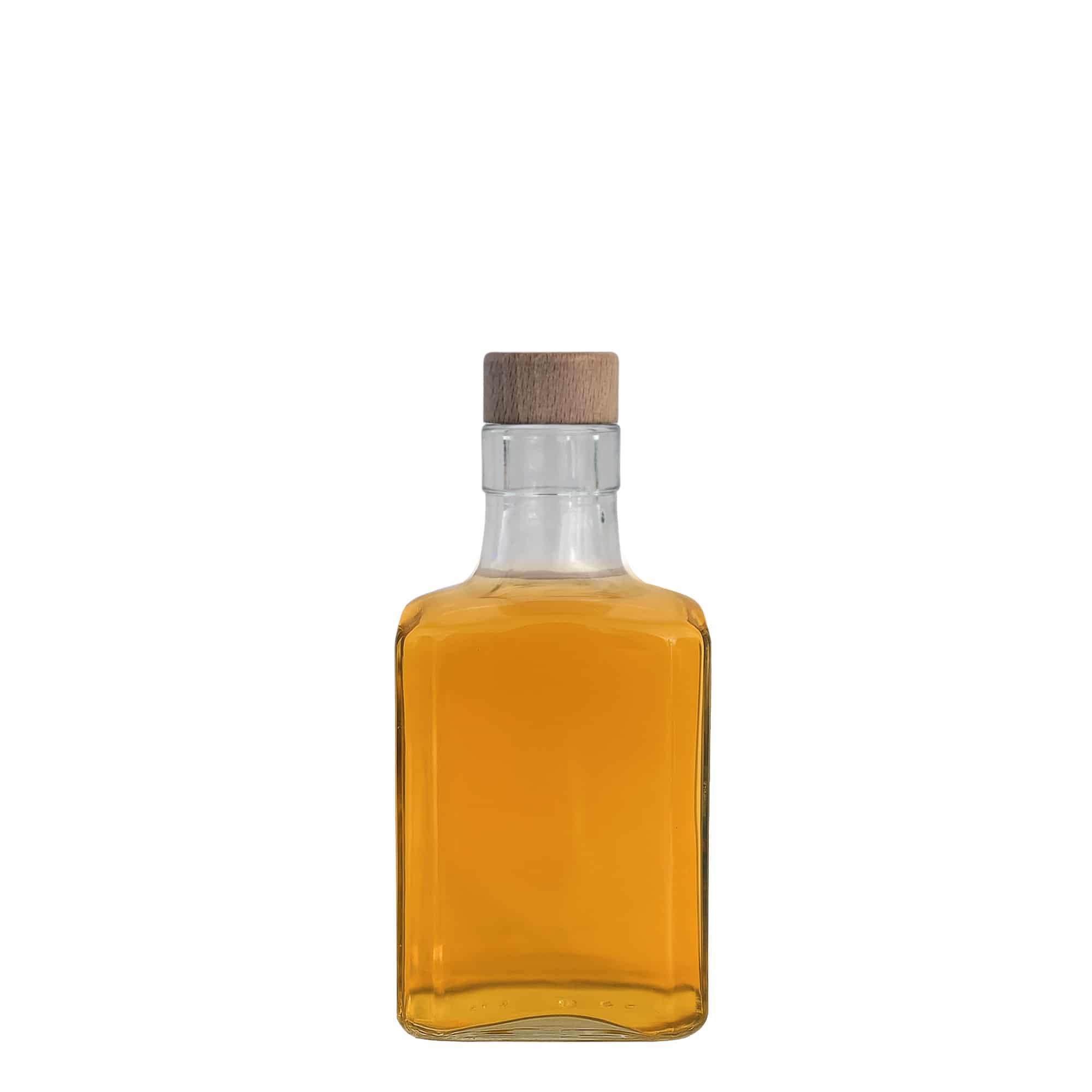  250 ml stikla pudele „Decanter Quadro ar augšējo malu“, kvadrātveida, kakliņš: korķis