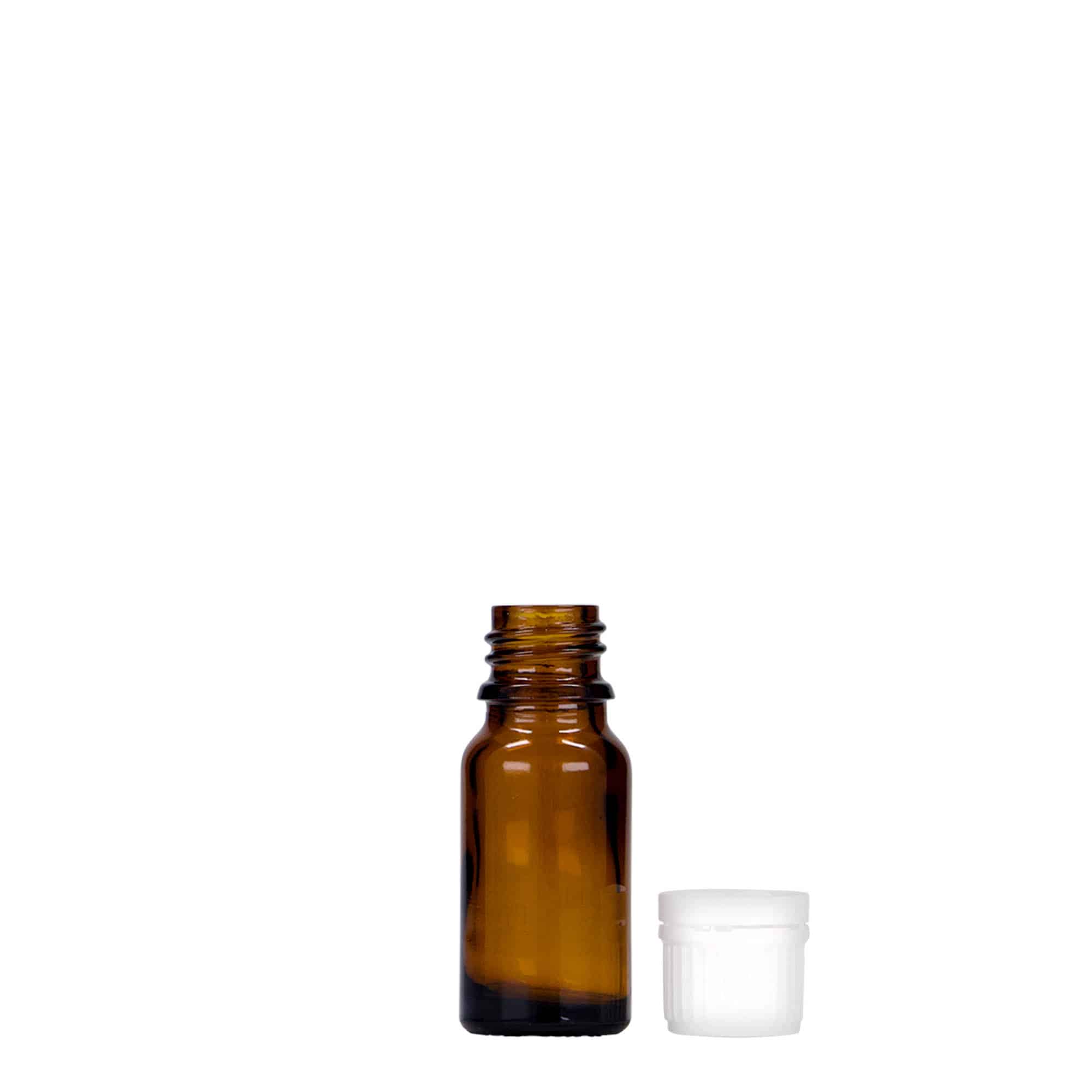 10 ml zāļu pudelīte, stikla, brūna, aizdare: DIN 18