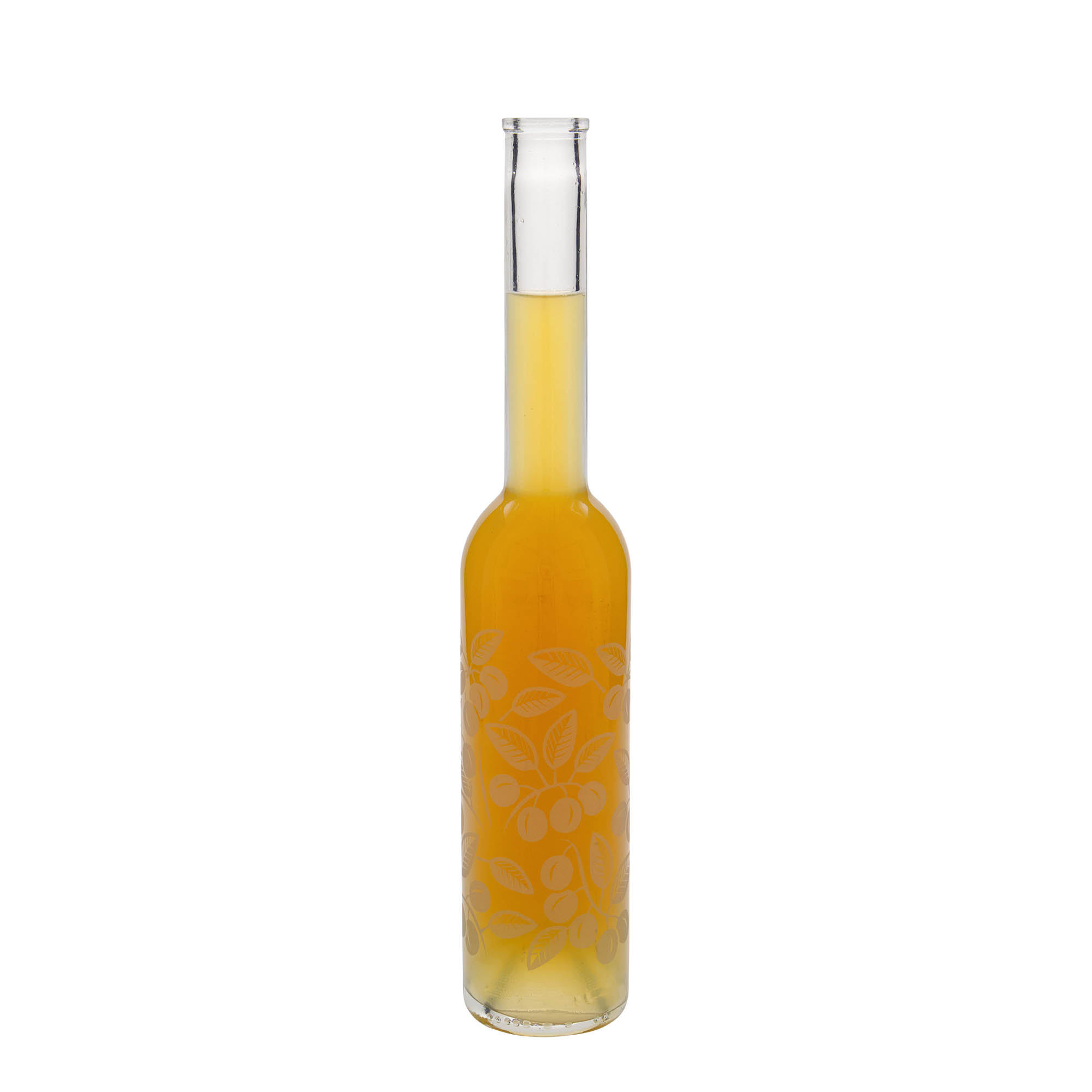 350 ml stikla pudele 'Opera', motīvs: mirabeles, aizdare: korķis