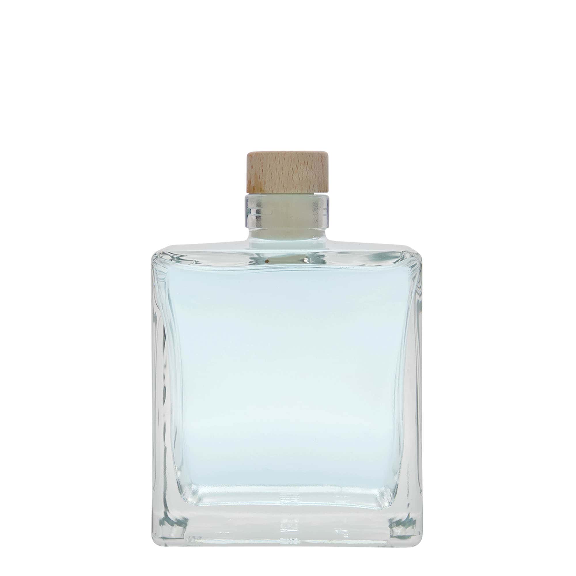 500 ml stikla pudele 'Cube', kvadrātiska, aizdare: korķis