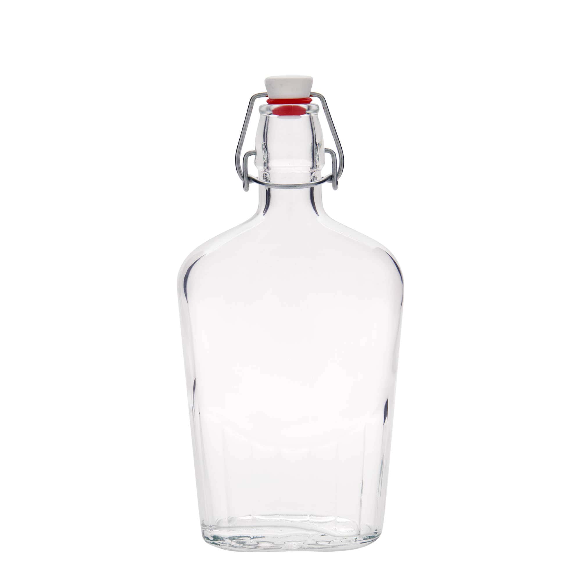 500 ml stikla pudele 'Fiaschetta', ovāla, atvere: aizbīdņa aizdare