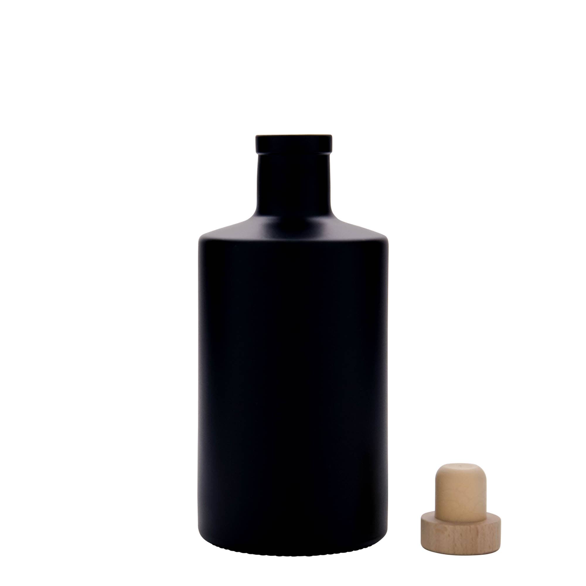 500 ml stikla pudele 'Caroline', melna, atvere: korķis