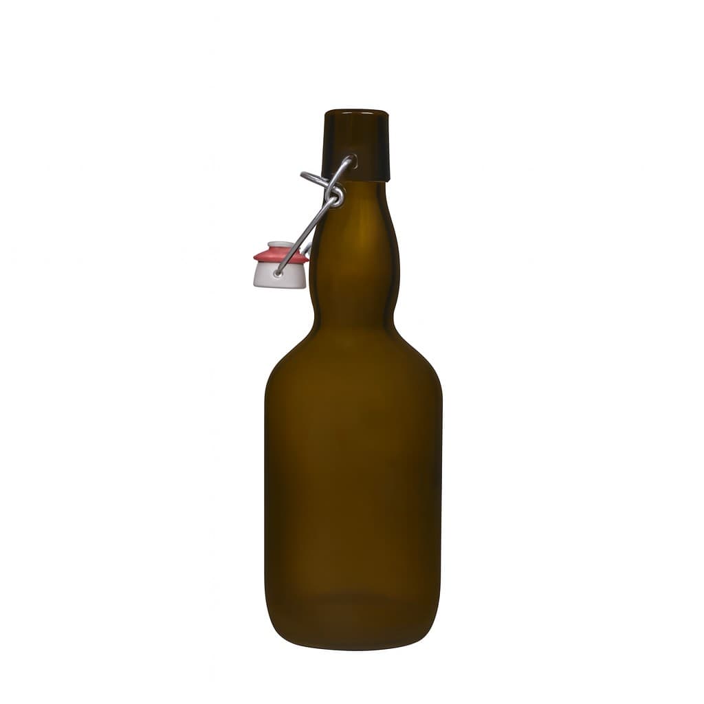 500 ml alus pudele ar kakla izliekumu, stikls, antīkzaļš, atvere: aizbīdņa aizdare