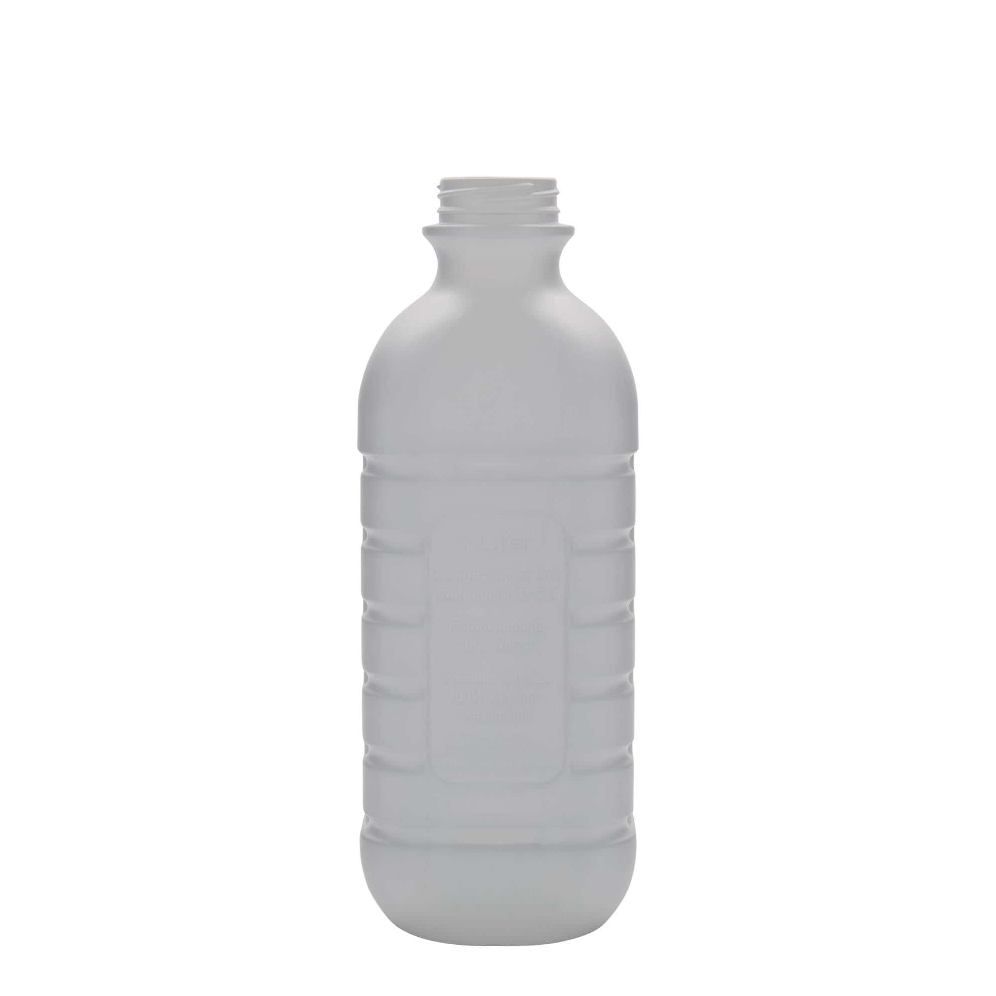 1000 ml piena pudele, taisnstūra, HDPE plastmasas, balta, aizdare: PEHD40 1000 ml piena pudele, taisnstūra, HDPE plastmasas, balta, aizdare: PEHD40