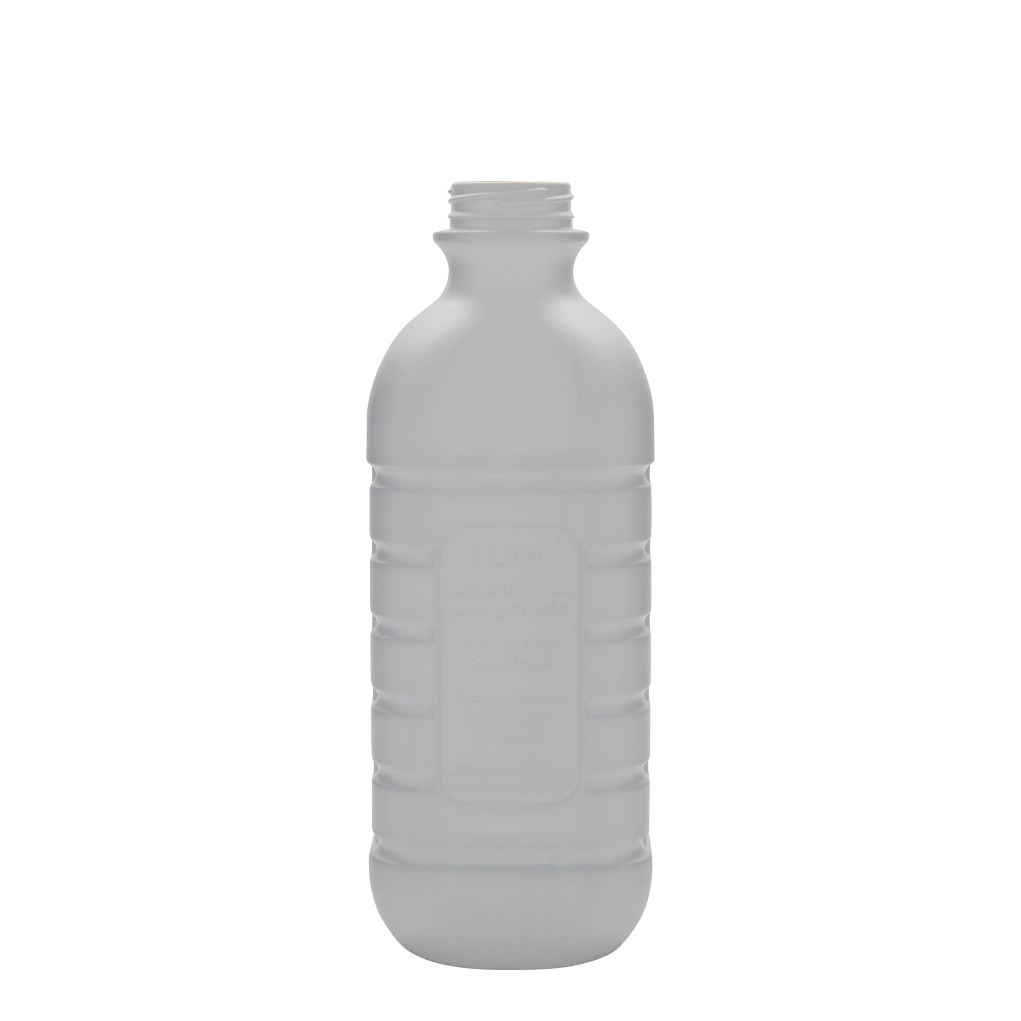 1.000 ml piena pudele, taisnstūrveida, HDPE plastmasa, balta, atvere: PEHD40
