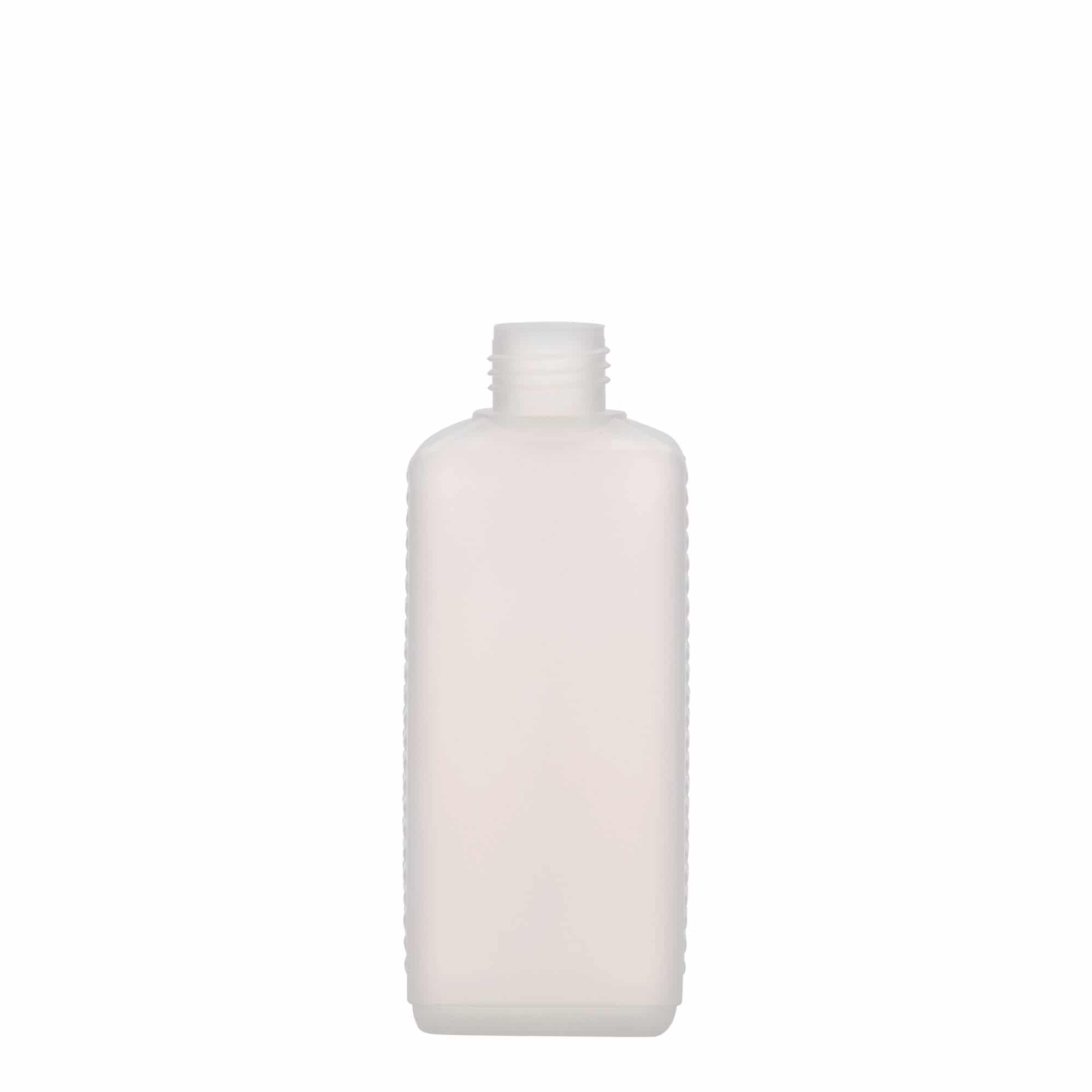 250 ml kārbas tipa pudele, taisnstūra, HDPE plastmasas, dabīga, aizdare: DIN 25 EPE 250 ml kārbas tipa pudele, taisnstūra, HDPE plastmasas, dabīga, aizdare: DIN 25 EPE