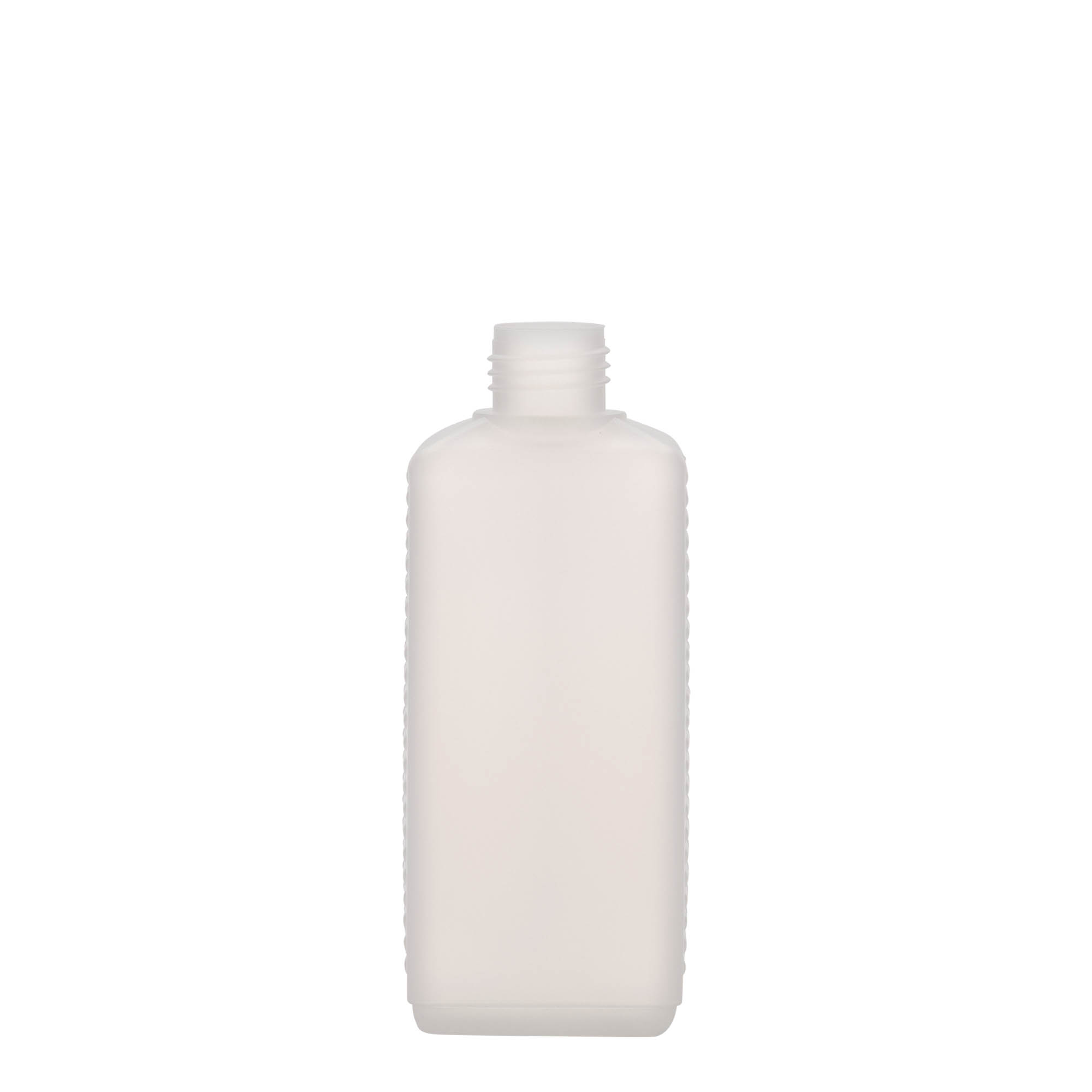 250 ml kanna pudele, taisnstūrveida, HDPE plastmasa, dabīga, atvere: DIN 25 EPE