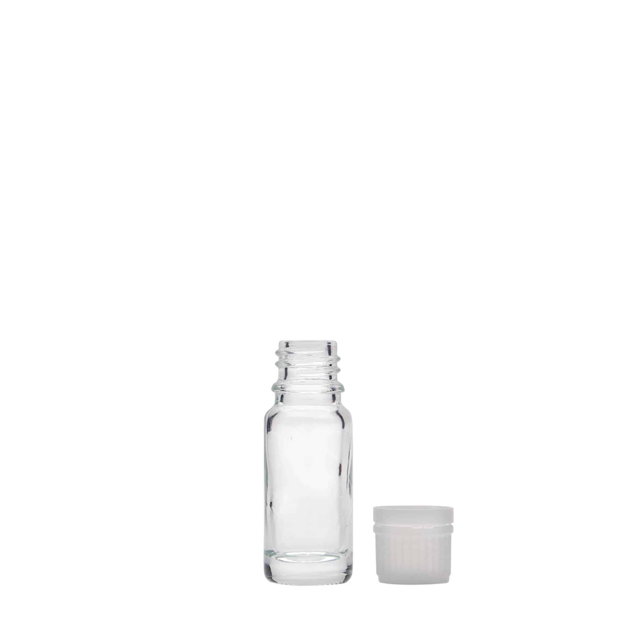 10 ml medicīnas pudele, stikls, atvere: DIN 18