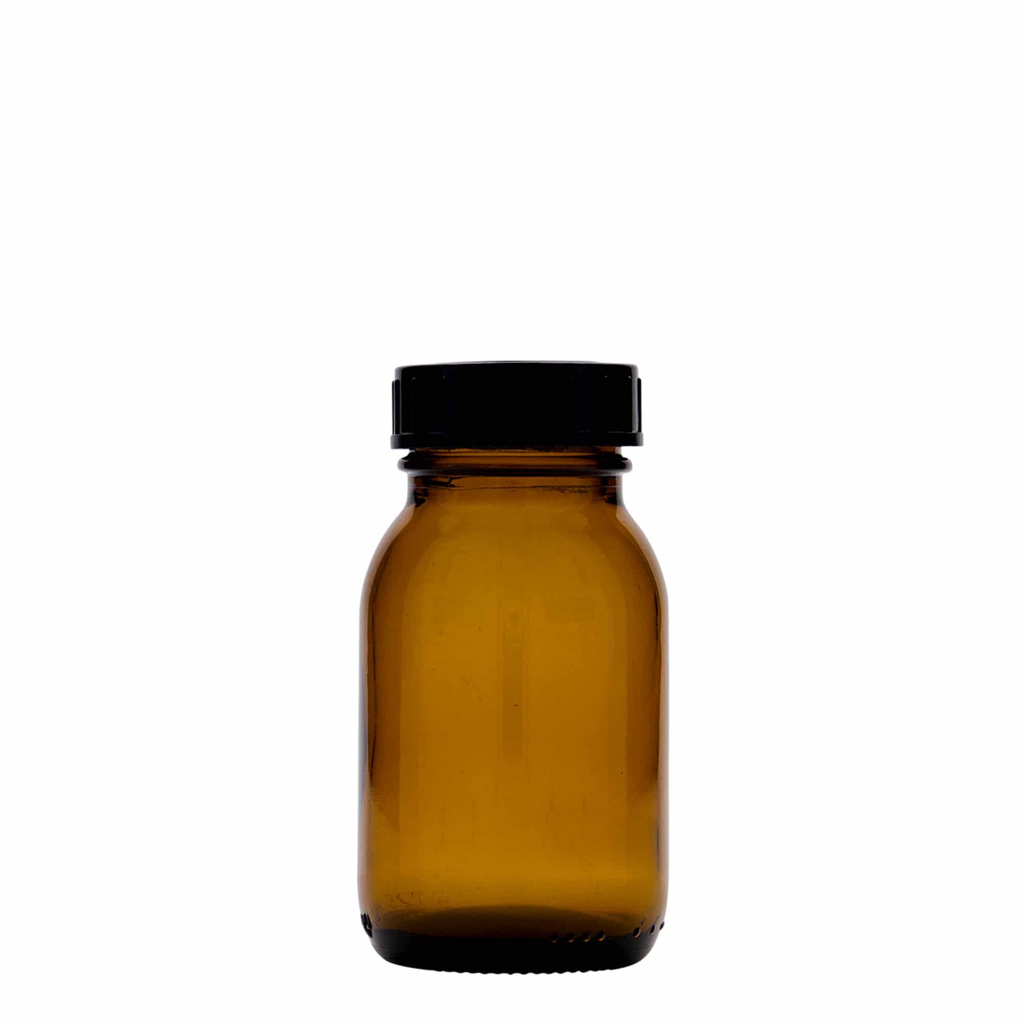 125 ml plata kakla stikla burka, brūna, atvere: DIN 40