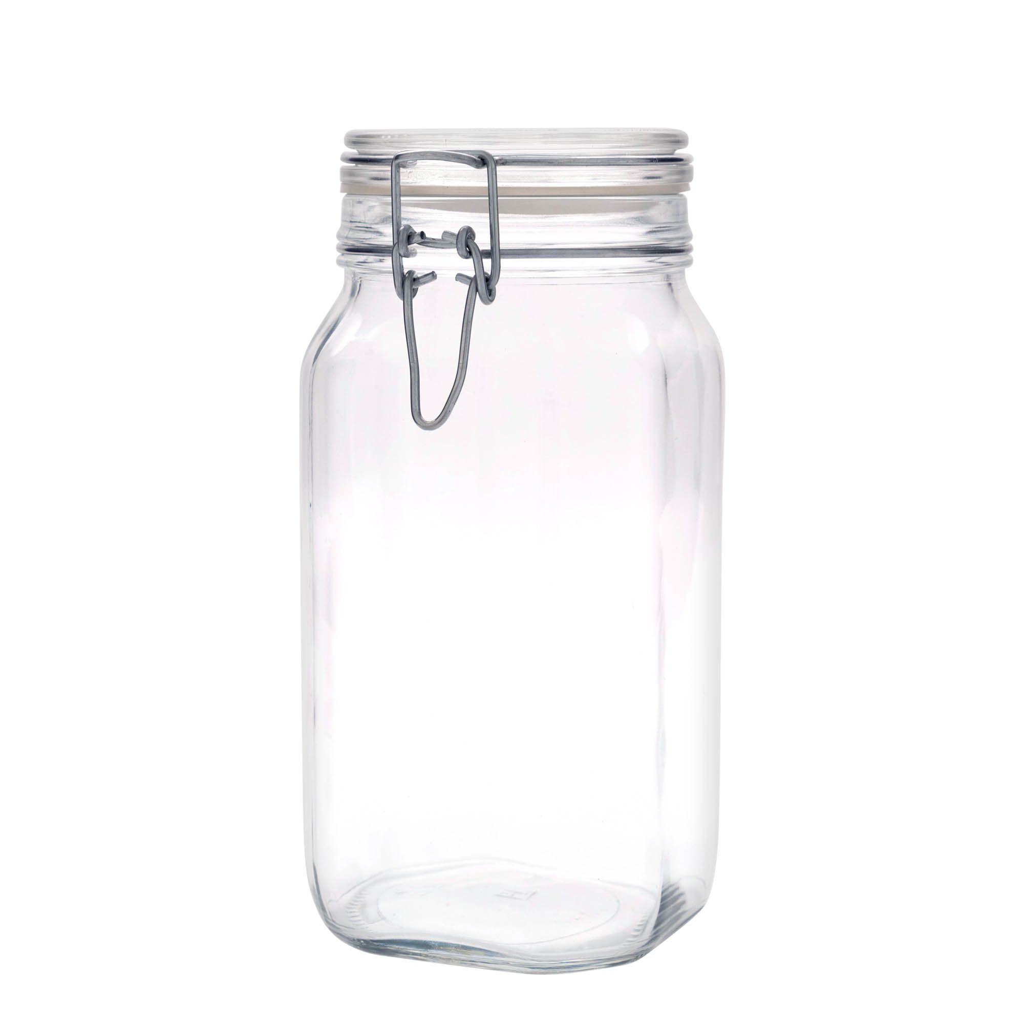 1.500 ml stiklains burciņa ar metāla aizdari 'Fido', kvadrātveida, atvere: metāla aizdares vāciņš 1.500 ml stiklains burciņa ar metāla aizdari 'Fido', kvadrātveida, atvere: metāla aizdares vāciņš