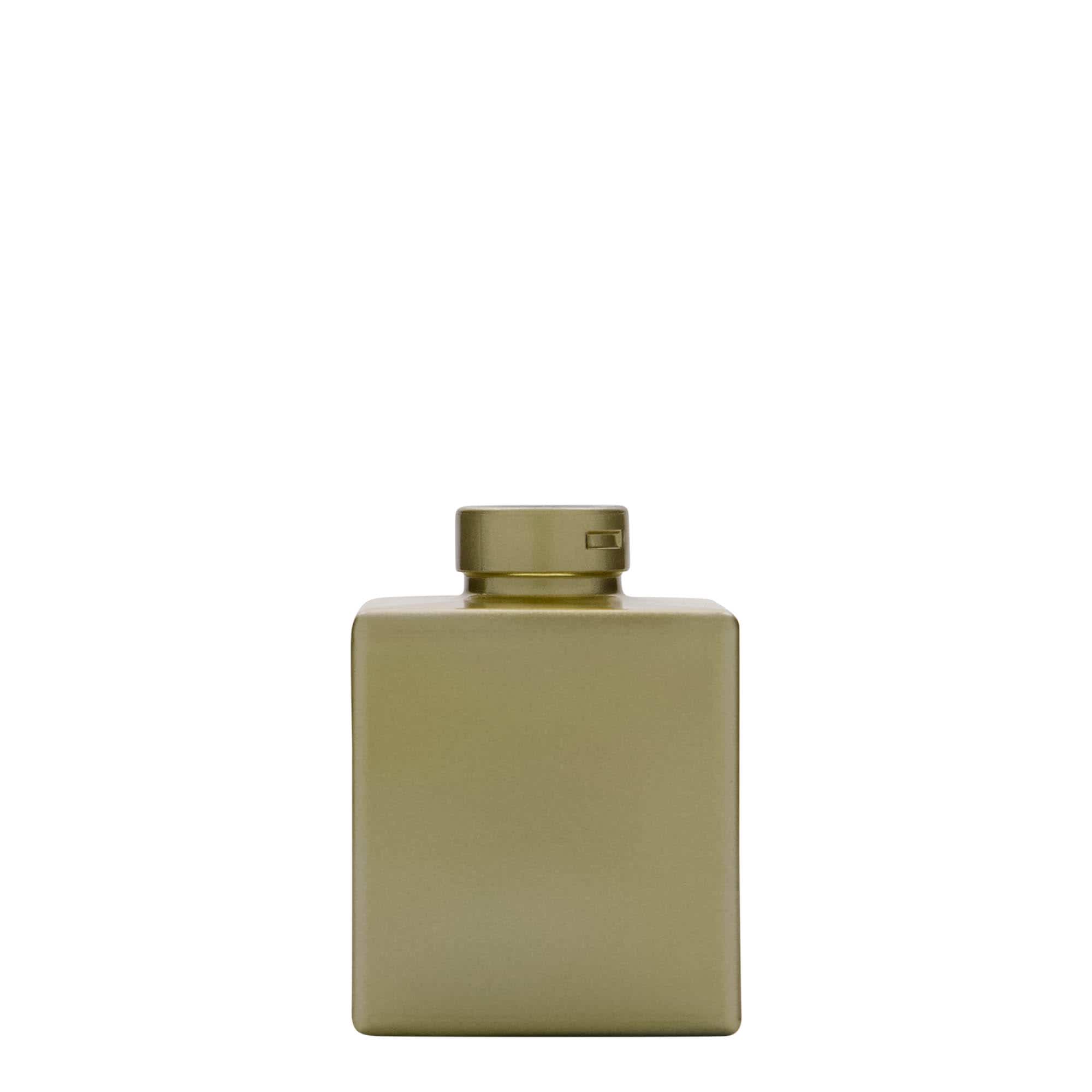 100 ml stikla pudele 'Cube', kvadrātiska, zelta, aizdare: korķis 100 ml stikla pudele 'Cube', kvadrātiska, zelta, aizdare: korķis