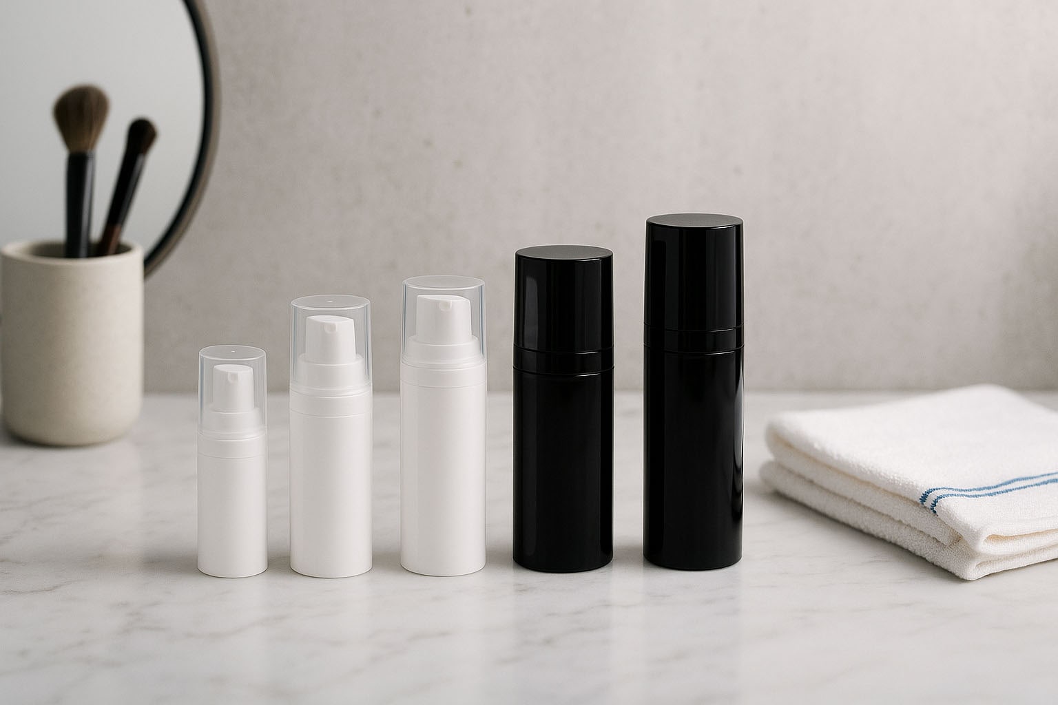 Airless galva Micro sudraba maliņa + balta, spīdīga uzmava