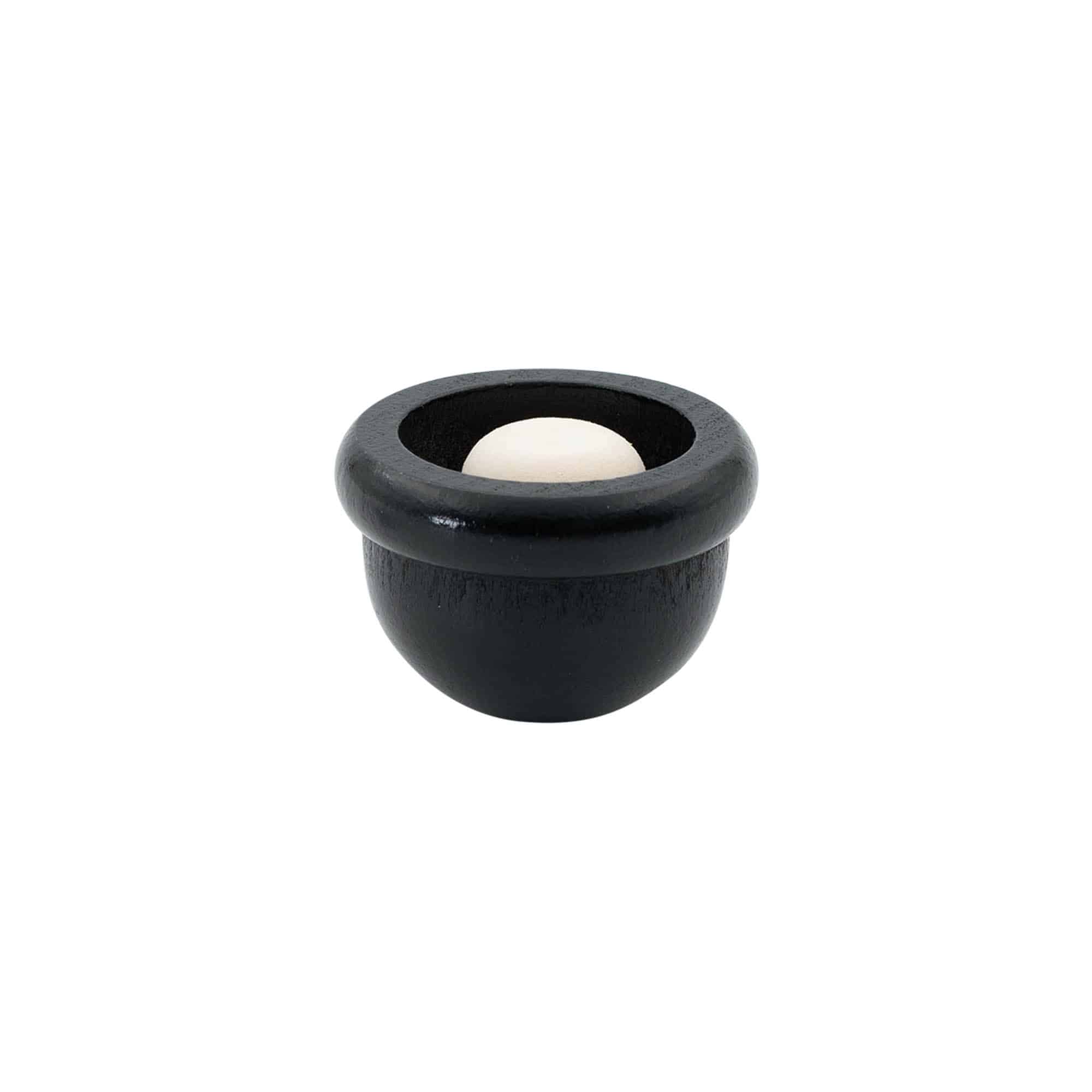 Roktura korķis 19 mm "Melone", koks/PE, melns, priekš atveres: korķis