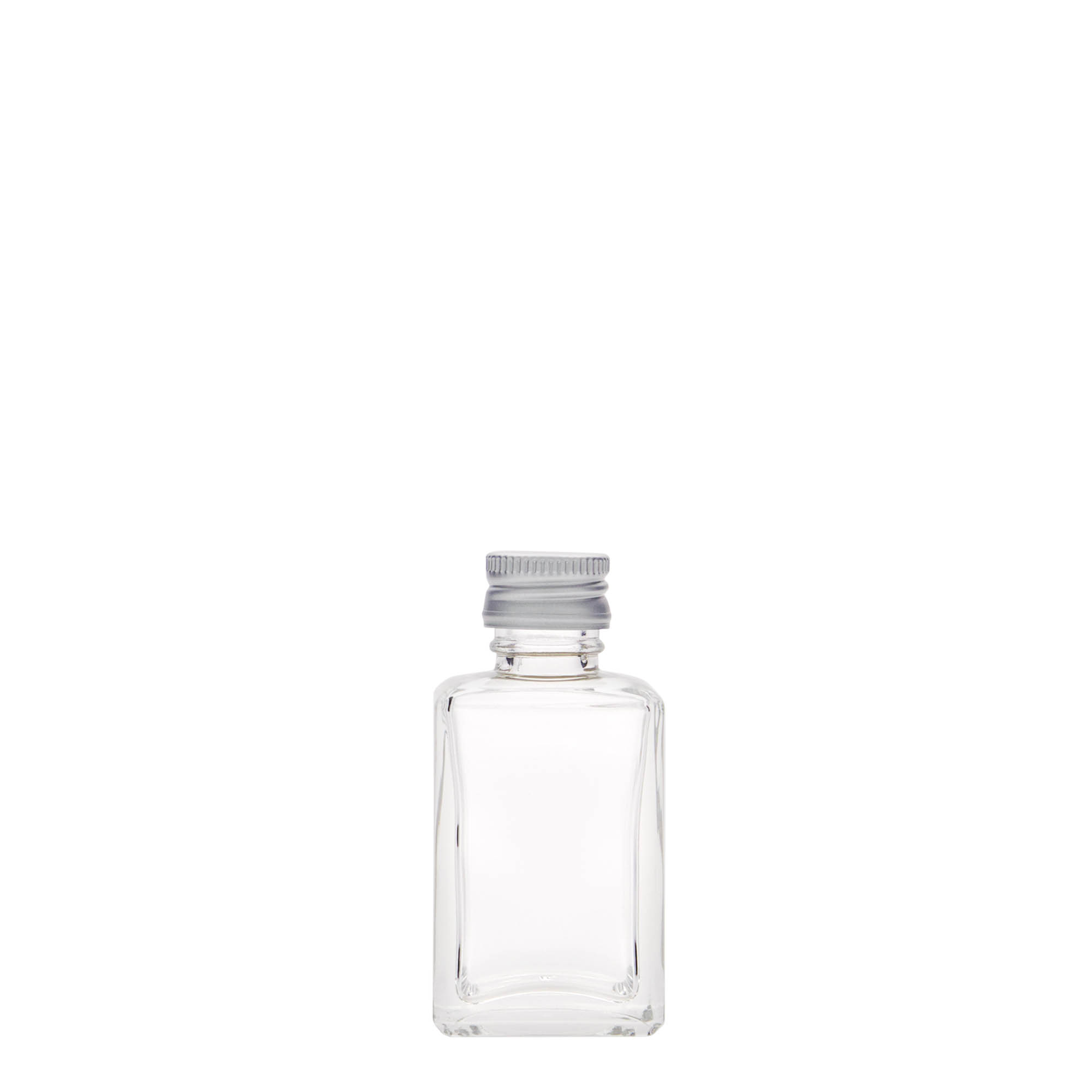 30 ml stikla pudele 'Tamme', kvadrātiska, atvere: PP 18 30 ml stikla pudele 'Tamme', kvadrātiska, atvere: PP 18