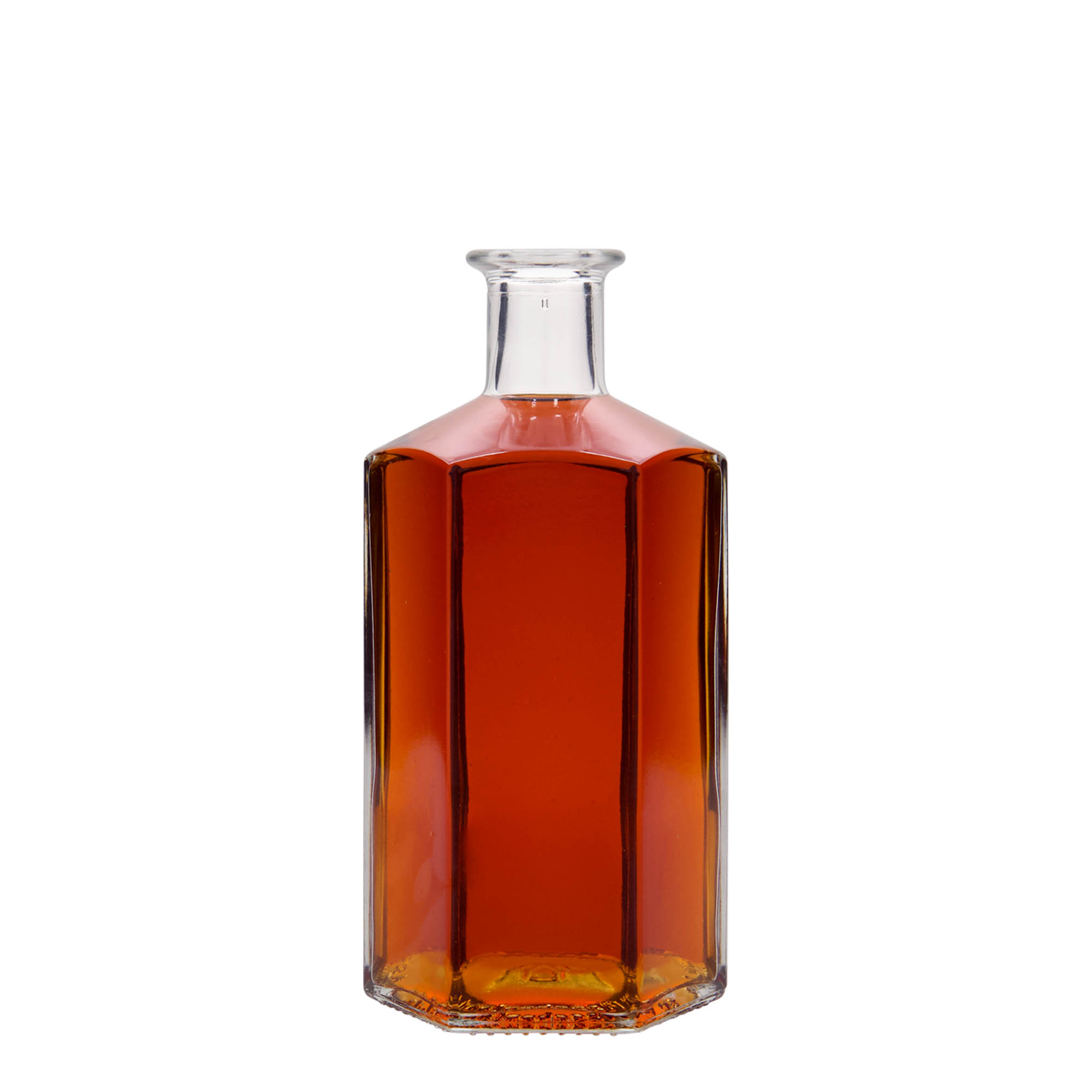 500 ml stikla pudele aptiekāram 'Jimmy', sešstūraina, atvere: korķis