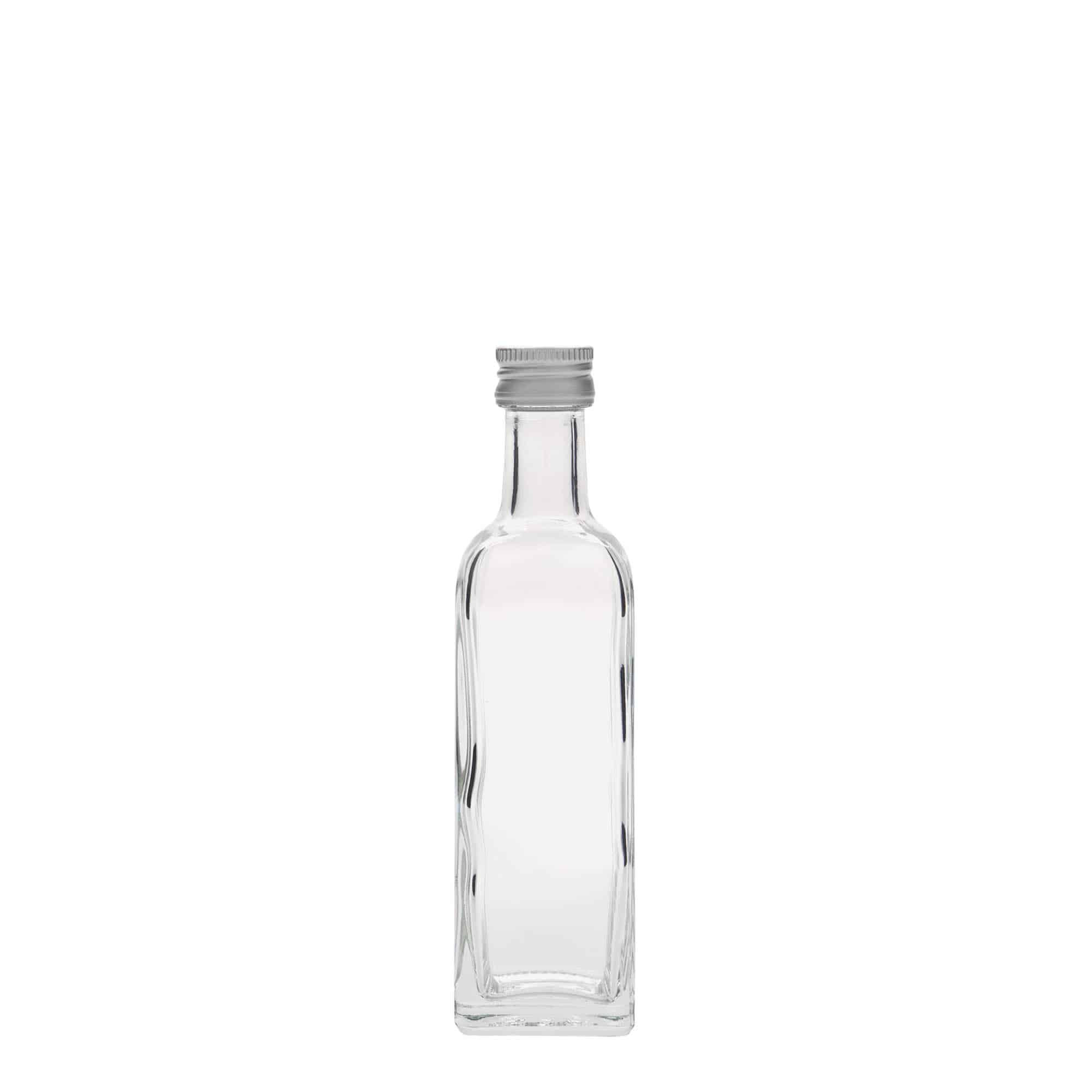 60 ml stikla pudele 'Marasca', kvadrātveida, atvere: PP 18