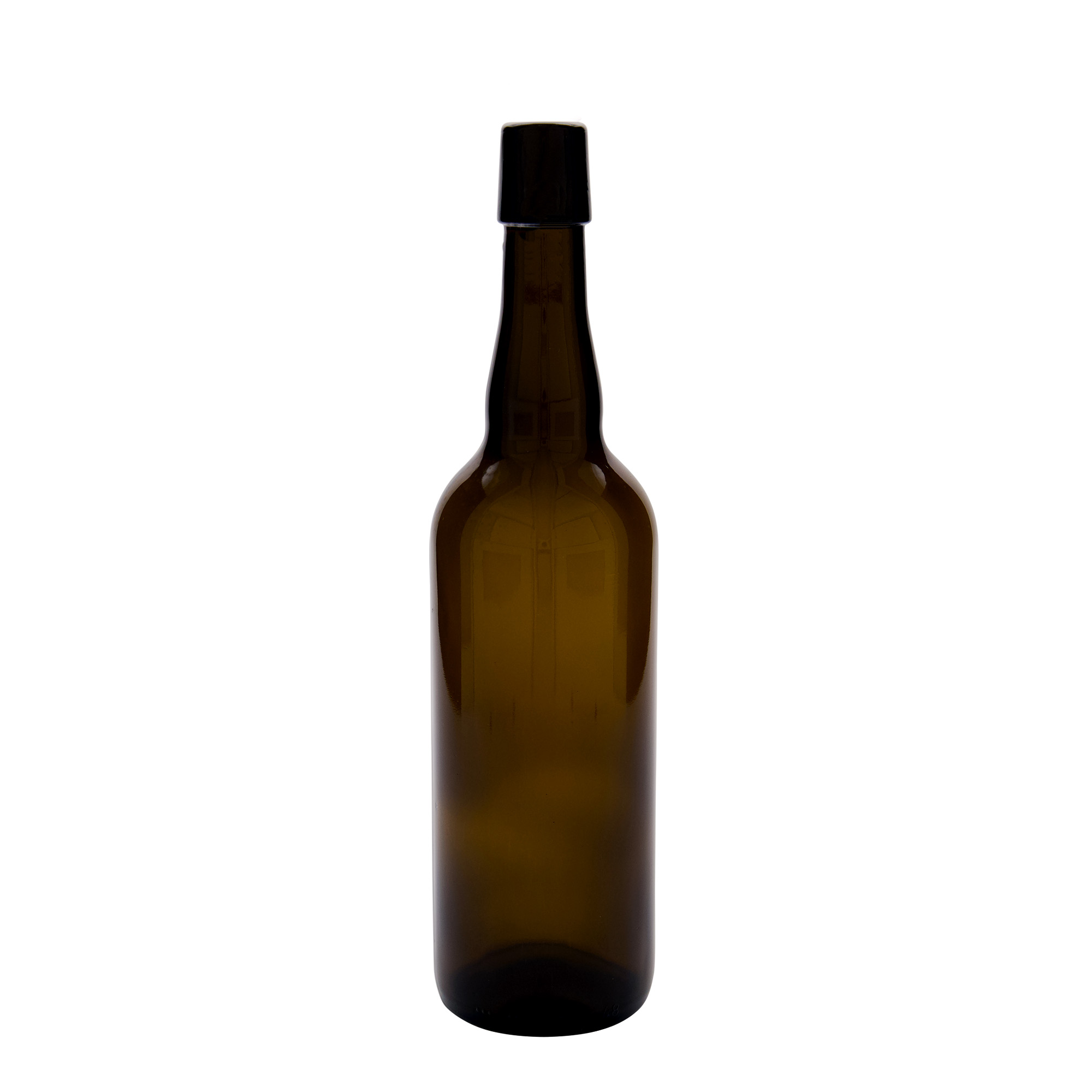750 ml alus pudele Beļģija, stikls, brūna, atvere: aizbīdņa aizdare