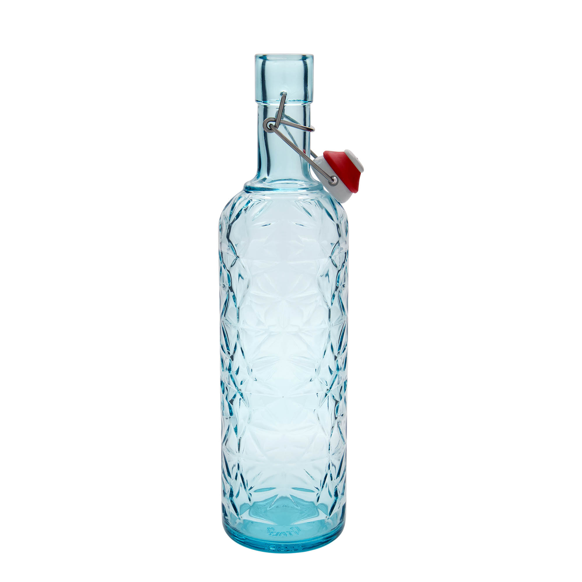 1.000 ml stikla pudele 'Oriente', azurzilā krāsā, atvere: aizsprieda aizvērums