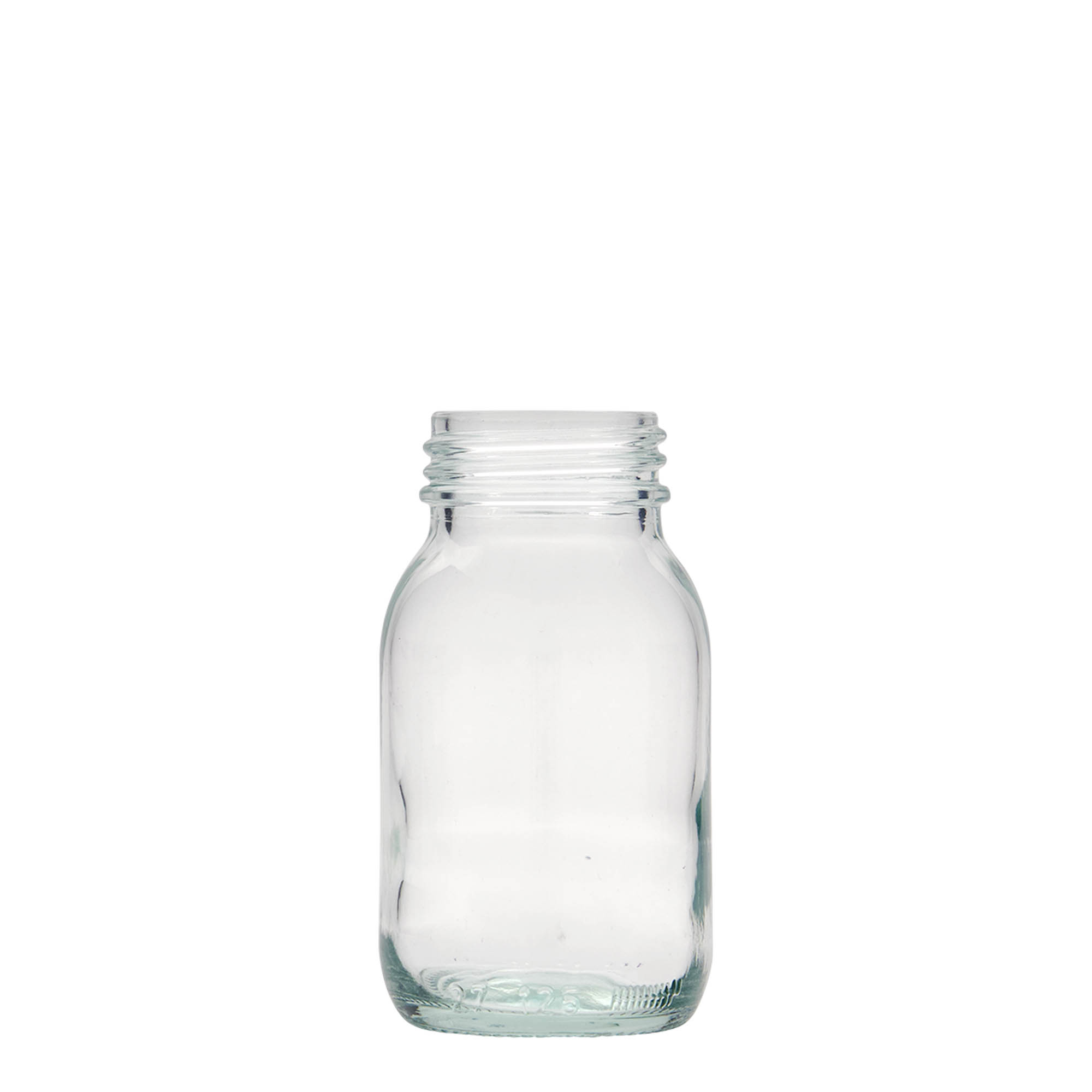 125 ml plata kakla stikla trauks, atvere: DIN 40