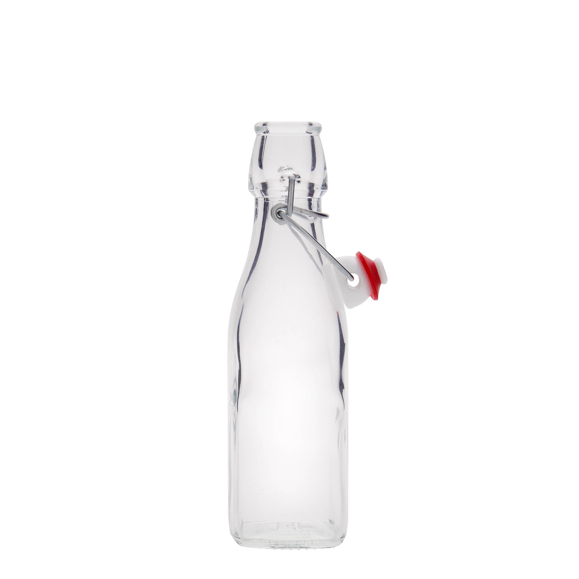 250 ml stikla pudele 'Swing, kvadrātveida, atvere: aizbīdņa aizdare 250 ml stikla pudele 'Swing, kvadrātveida, atvere: aizbīdņa aizdare