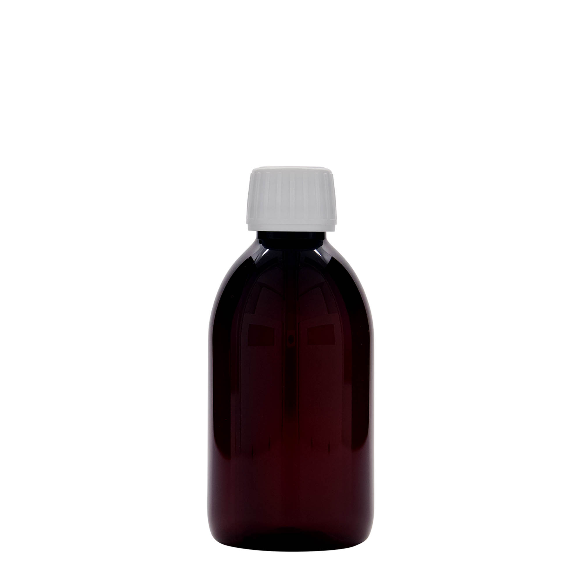250 ml PET medicīnas pudele, brūna, plastmasa, atvere: PP 28