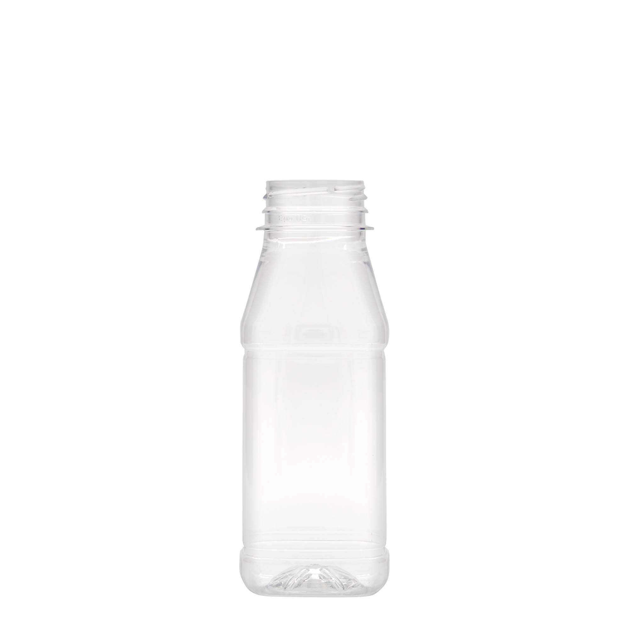 250 ml PET pudele „Milk and Juice Carré“, kvadrātveida, plastmasa, atvere: 38 mm