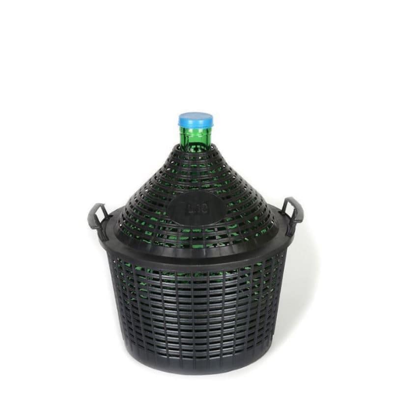10 l pudele balona formā, sašaurināts kakls, stikla, zaļa, aizdare: uzmaucams vāks 10 l pudele balona formā, sašaurināts kakls, stikla, zaļa, aizdare: uzmaucams vāks
