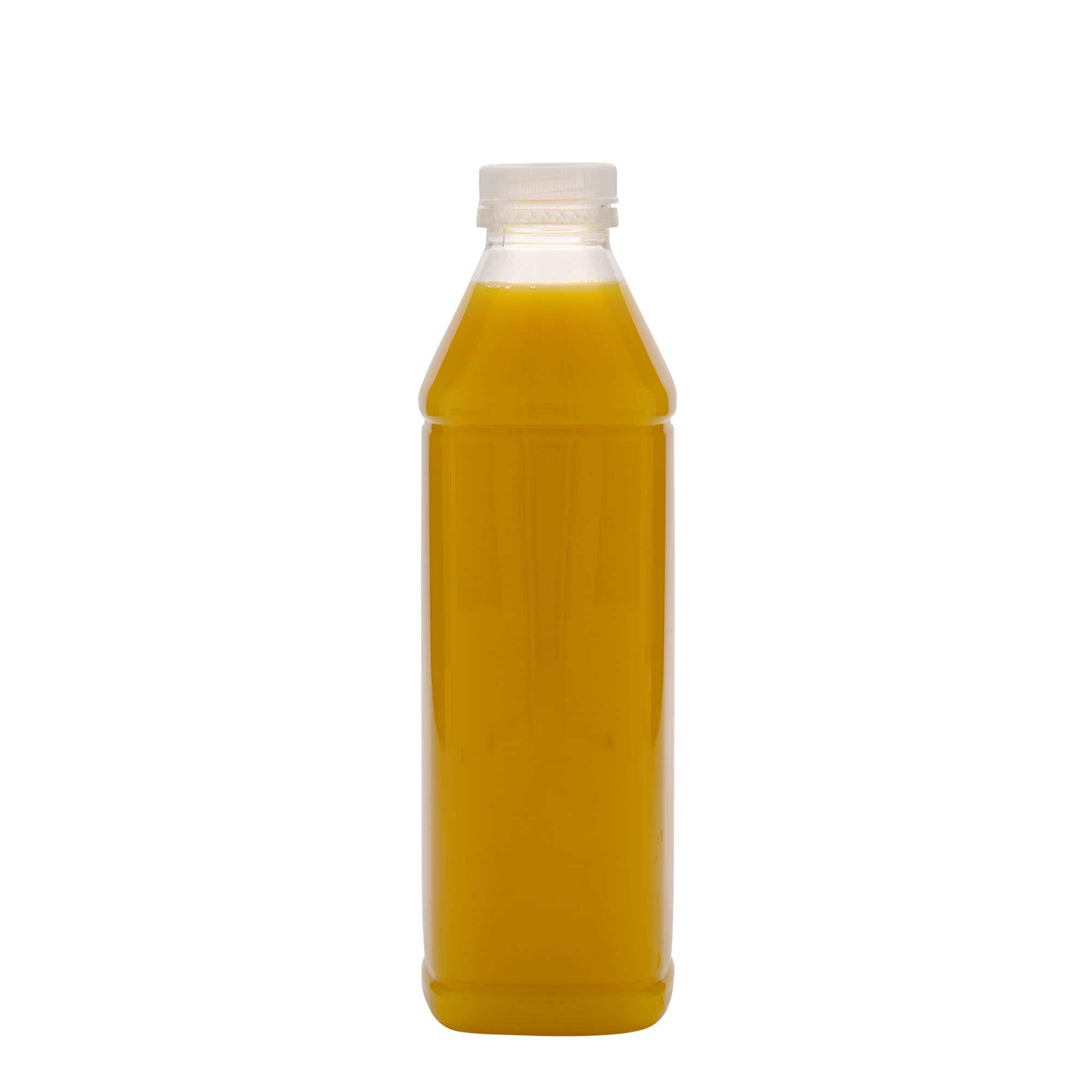 1000 ml PET pudele 'Milk and Juice Carré', kvadrātiska, plastmasas, aizdare: 38 mm