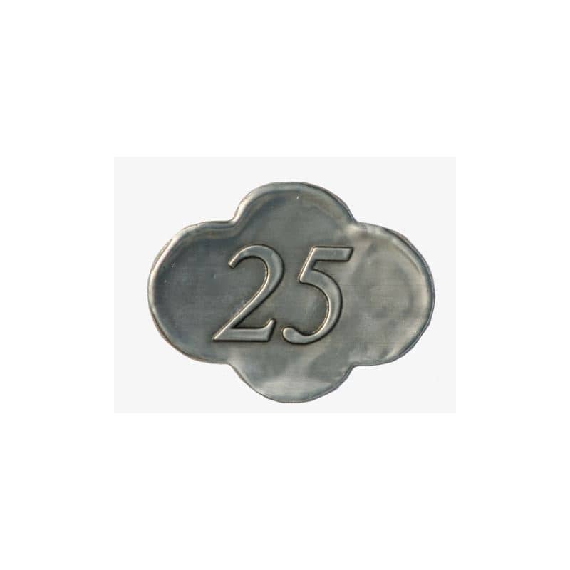 Alvas etiķete '25', metāla, sudraba Alvas etiķete '25', metāla, sudraba