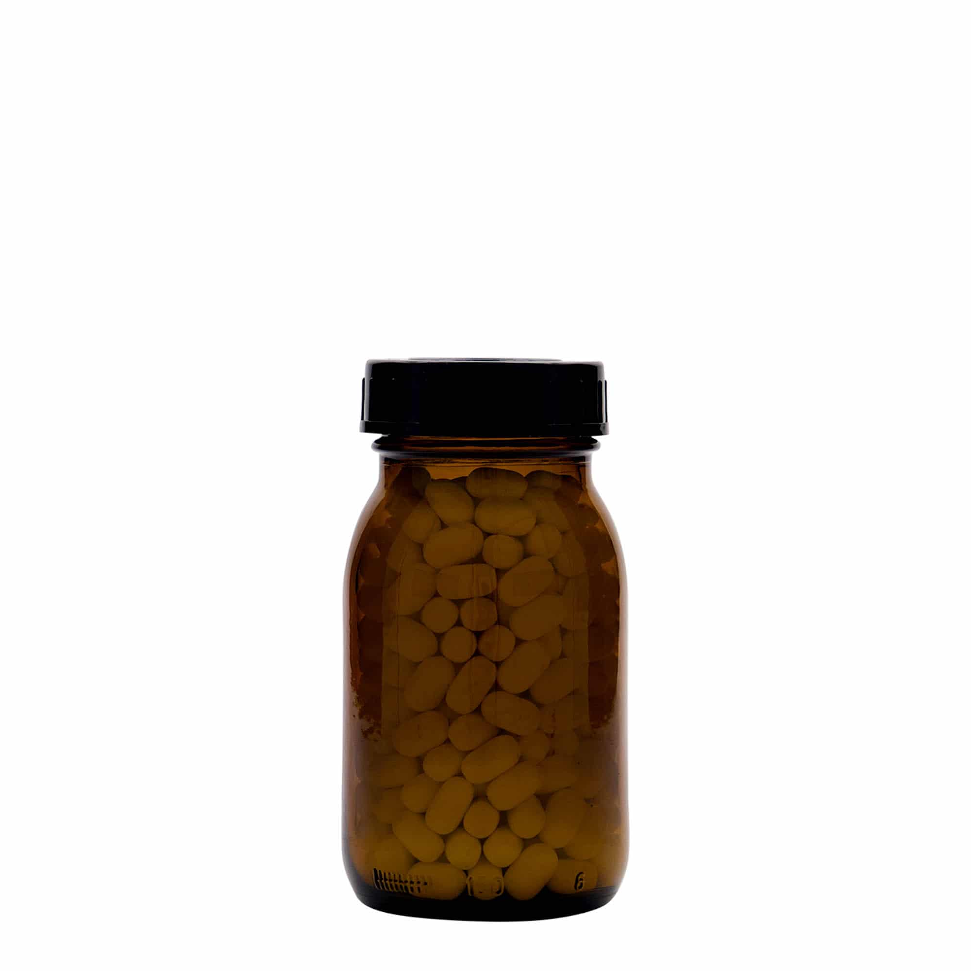 150 ml plaša kakla stikla burka, brūna, atvere: DIN 45