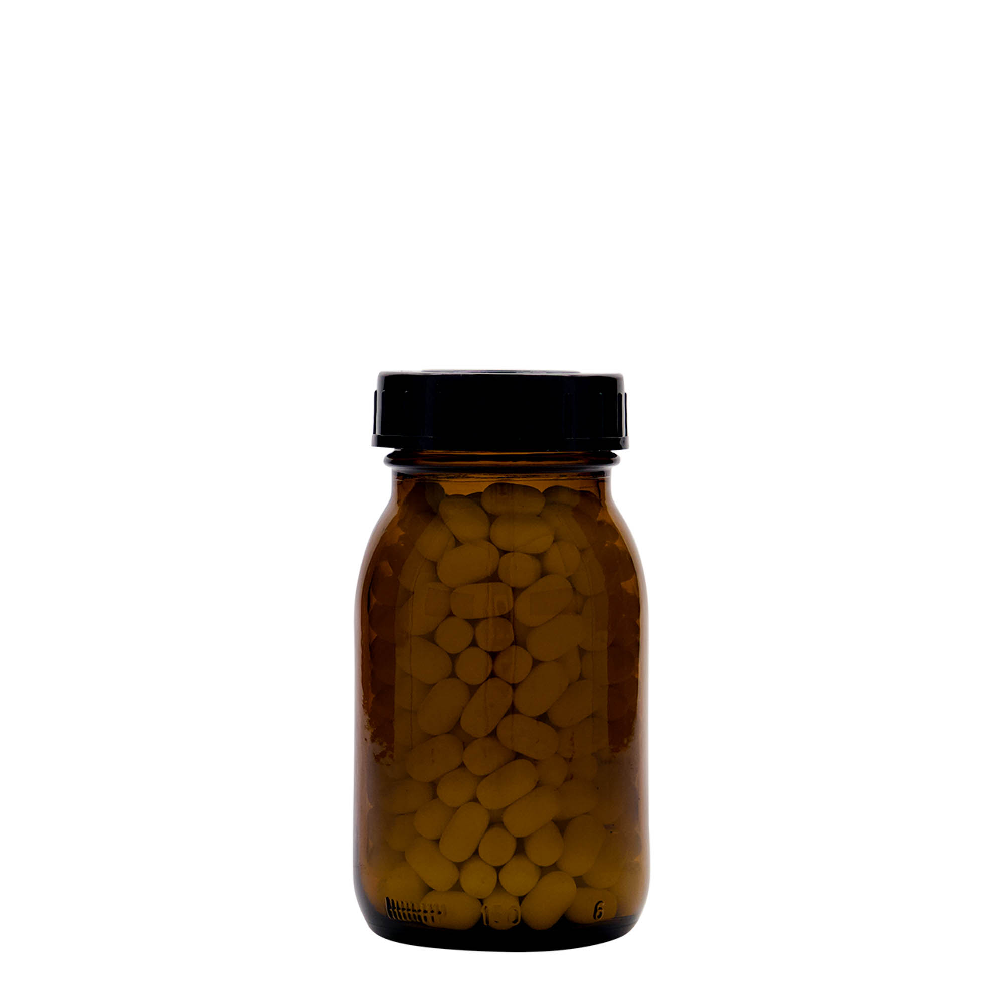 150 ml plaša kakla stikla burka, brūna, atvere: DIN 45