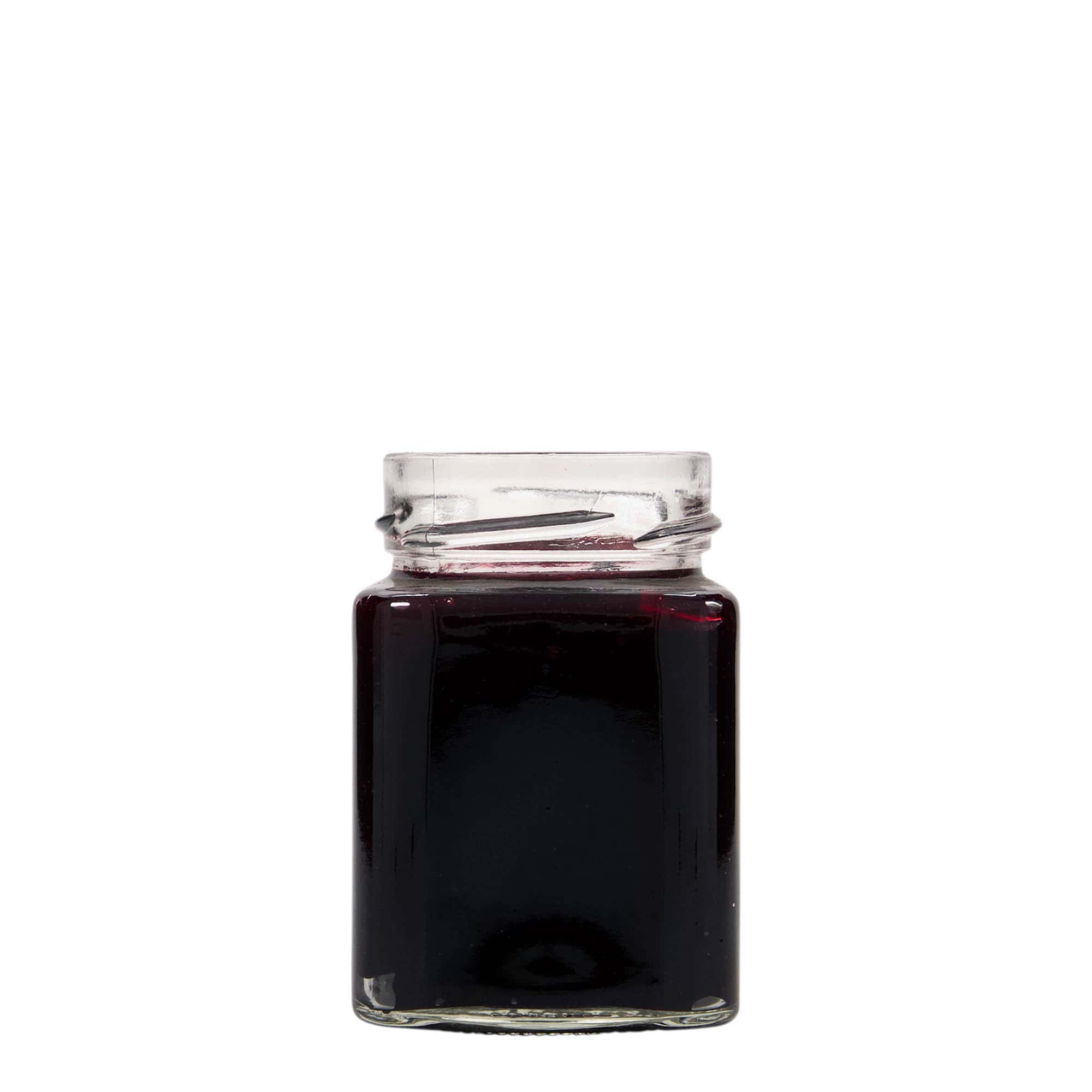 212 ml kvadrātveida stikla burka 'Funny', atvere: Deep-Twist-Off (DTO 58)