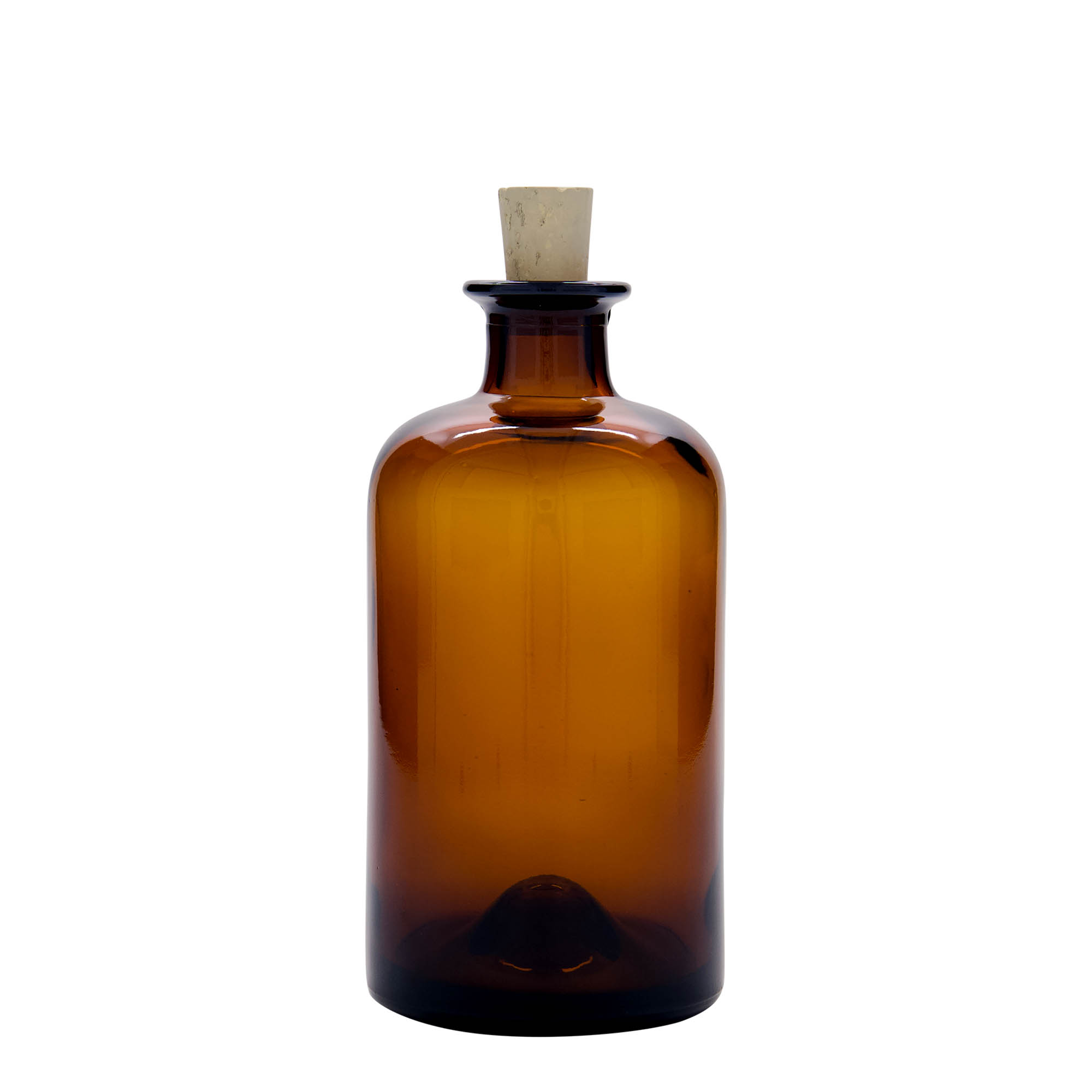 500 ml stikla pudele aptiekāram, brūna, atvere: korķis
