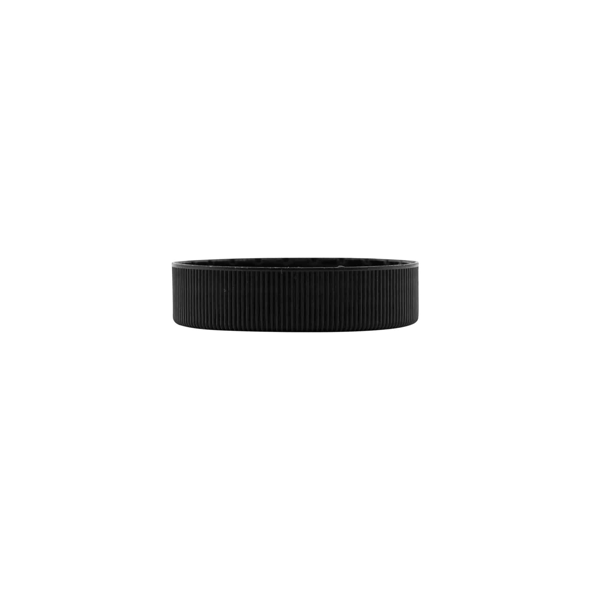 Skrūvējams vāciņš ar EPE ieliktni, PP plastmasa, melns, piemērots atverei: DIN 60