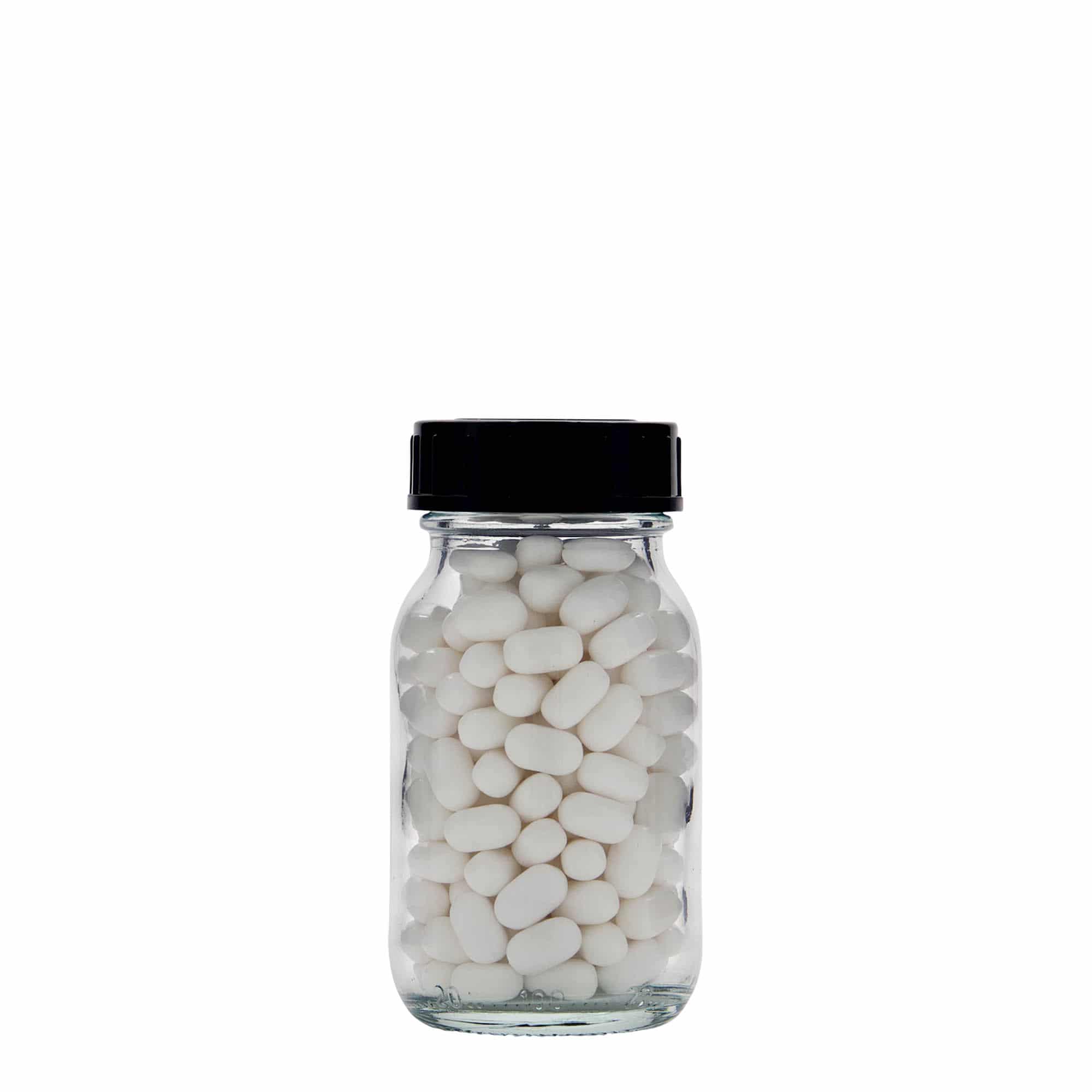 100 ml plata kakla stikla trauks, atvere: DIN 40