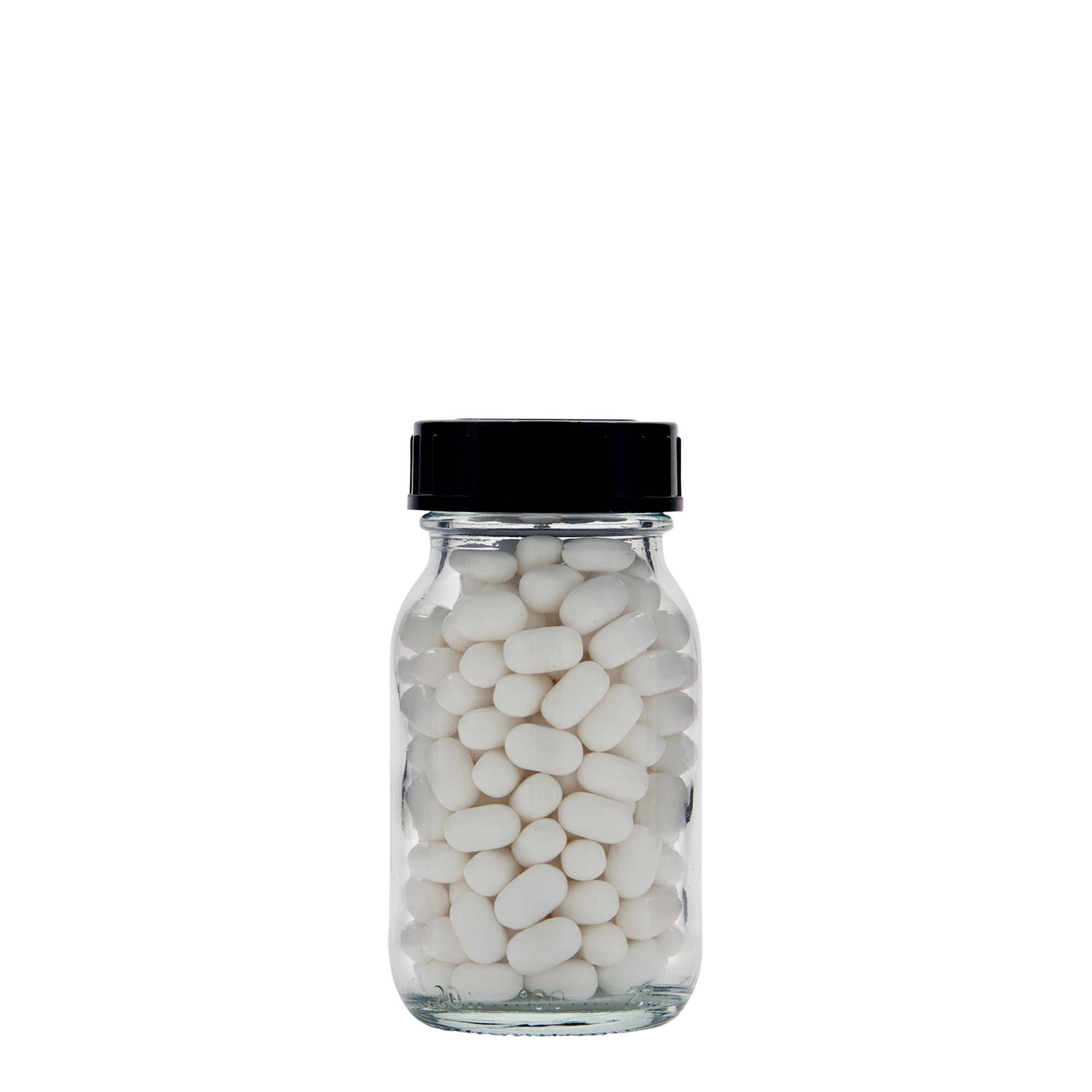 100 ml plata kakla stikla trauks, atvere: DIN 40 100 ml plata kakla stikla trauks, atvere: DIN 40