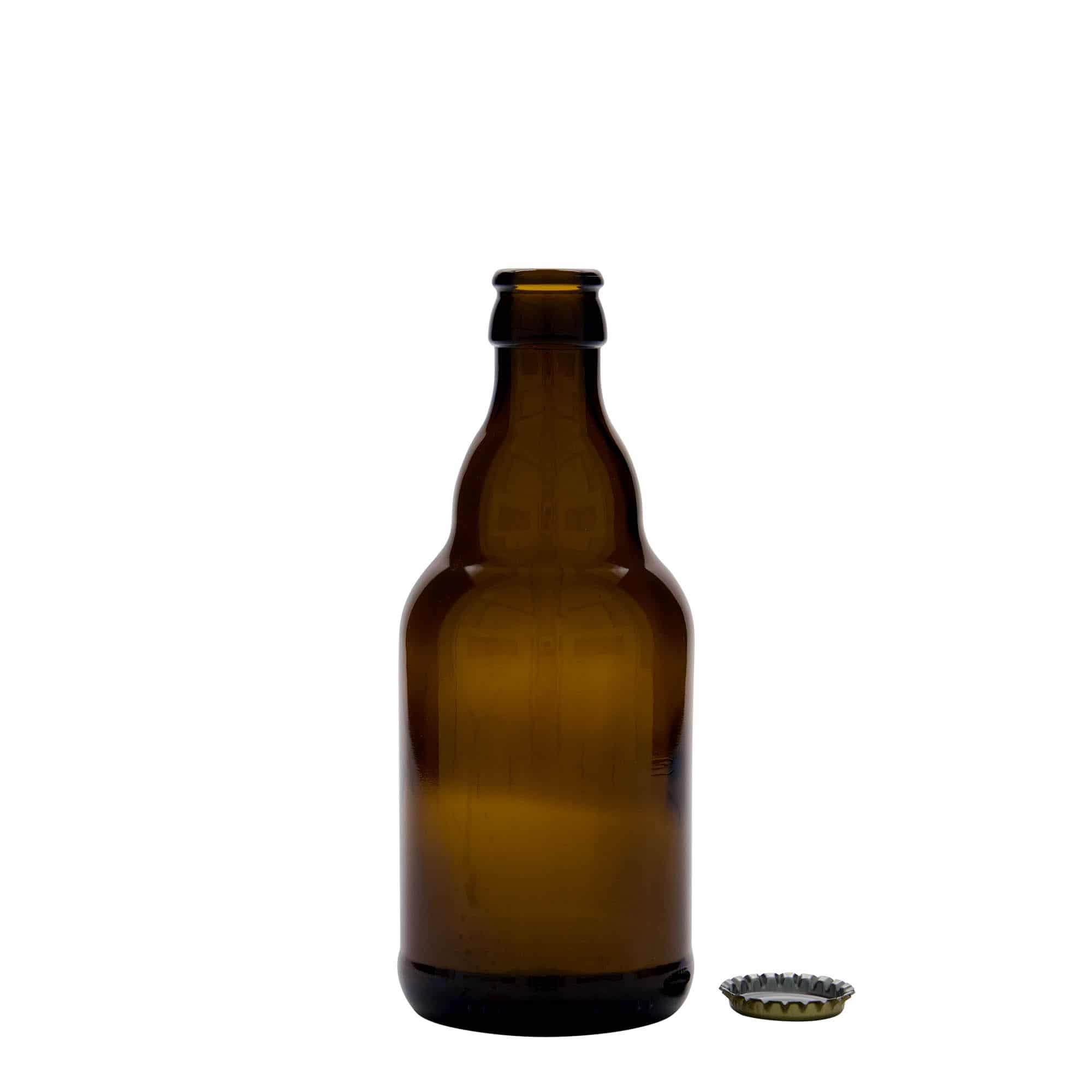 330 ml alus pudele 'Steinie', stikla, brūna, aizdare: kroņveida korķis