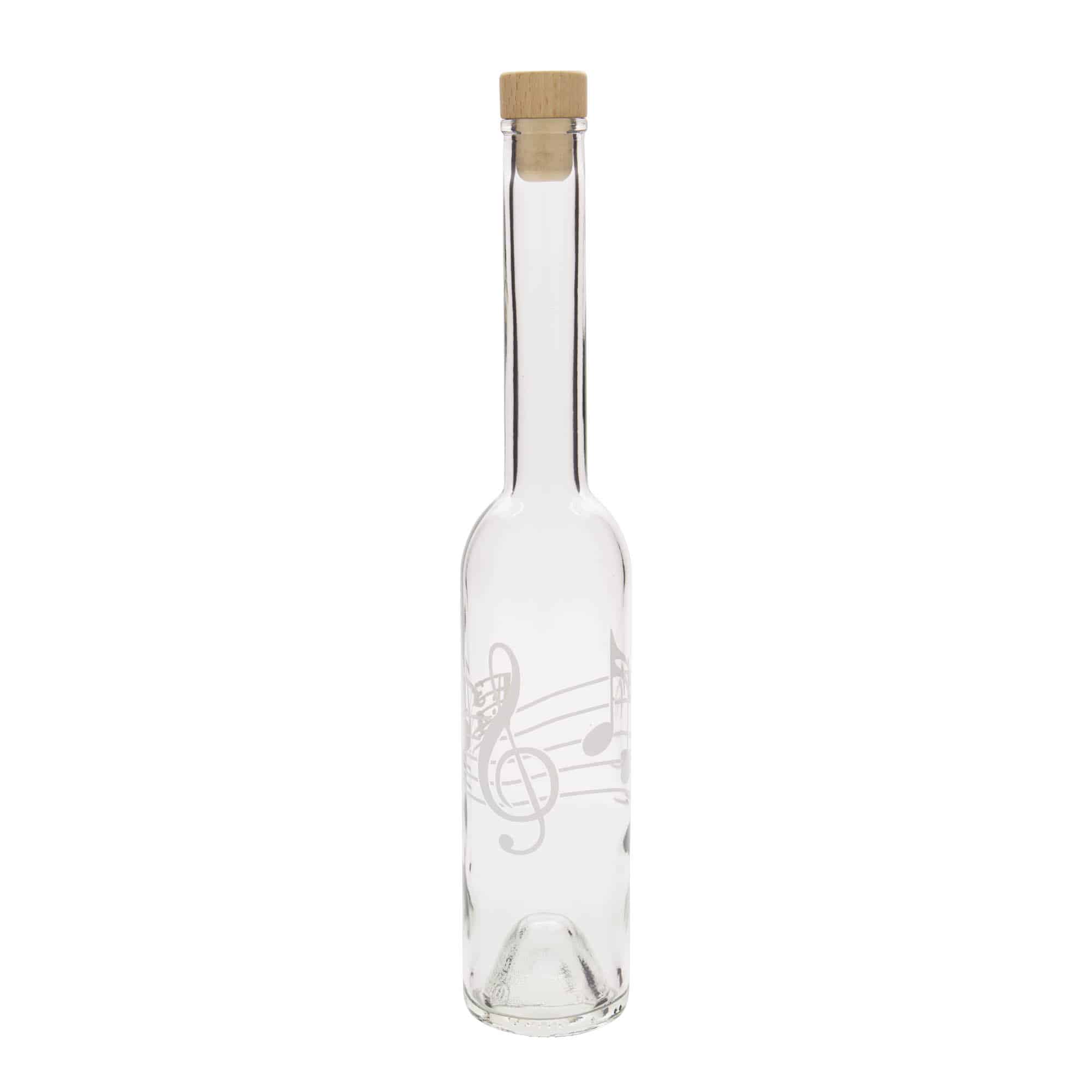 350 ml stikla pudele 'Opera', motīvs: mūzikas notis, atvere: korķis