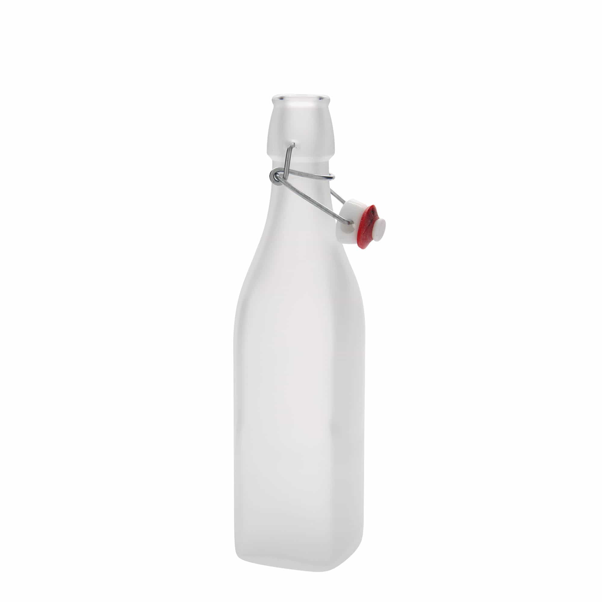 500 ml stikla pudele 'Swing, kvadrātveida, balta, atvere: aizbīdņa aizdare'