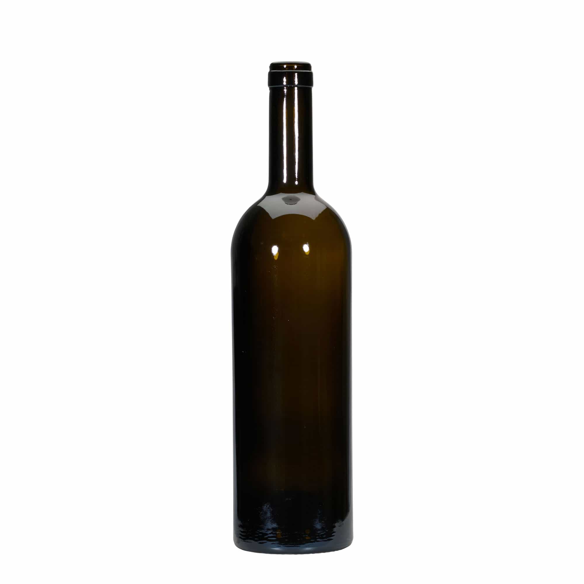 750 ml vīna pudele 'Golia', antīkzaļa, atvere: korķis