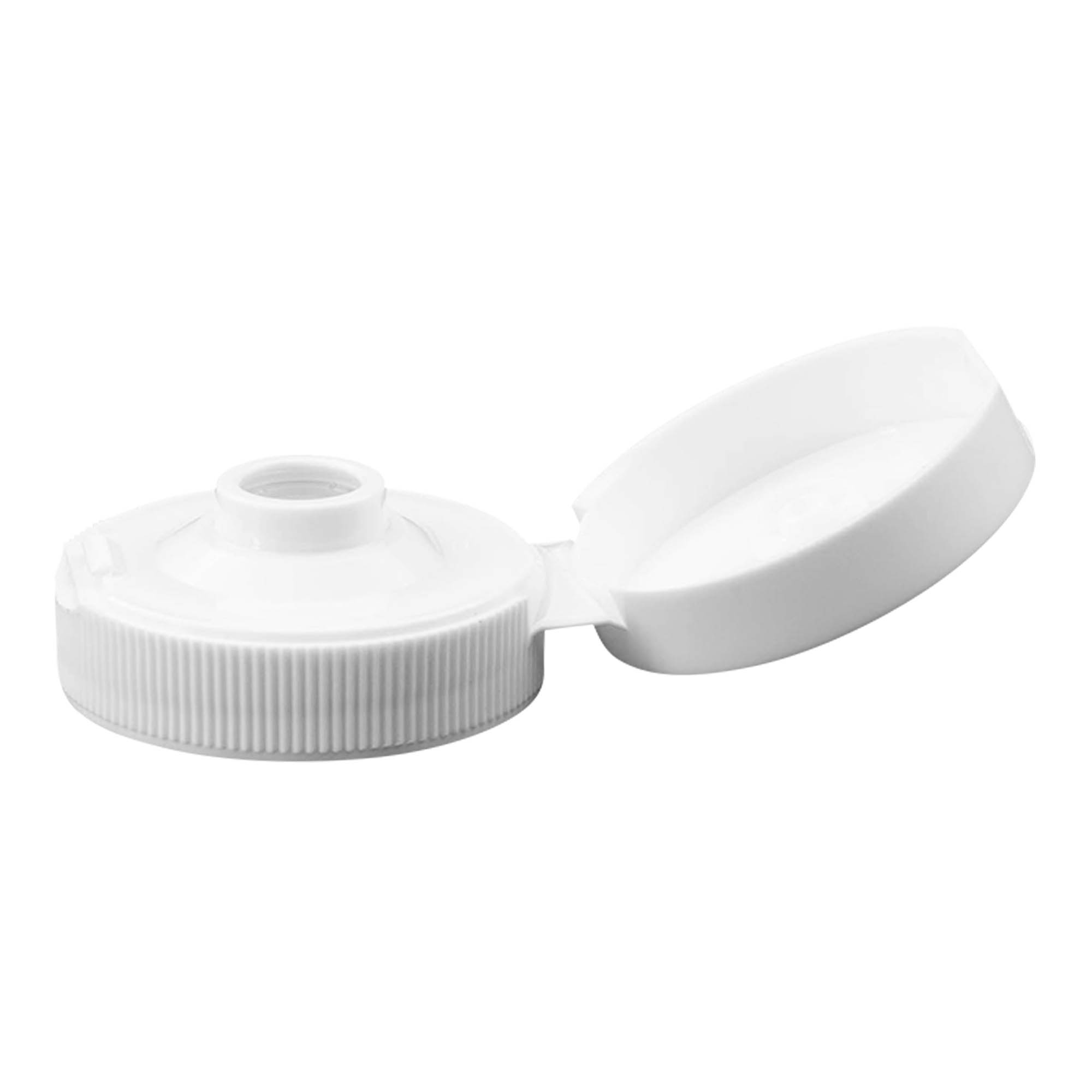Skrūvējams vāciņš ar locīšanas eņģi, PP plastmasa, balts, priekš atveres: 38/400