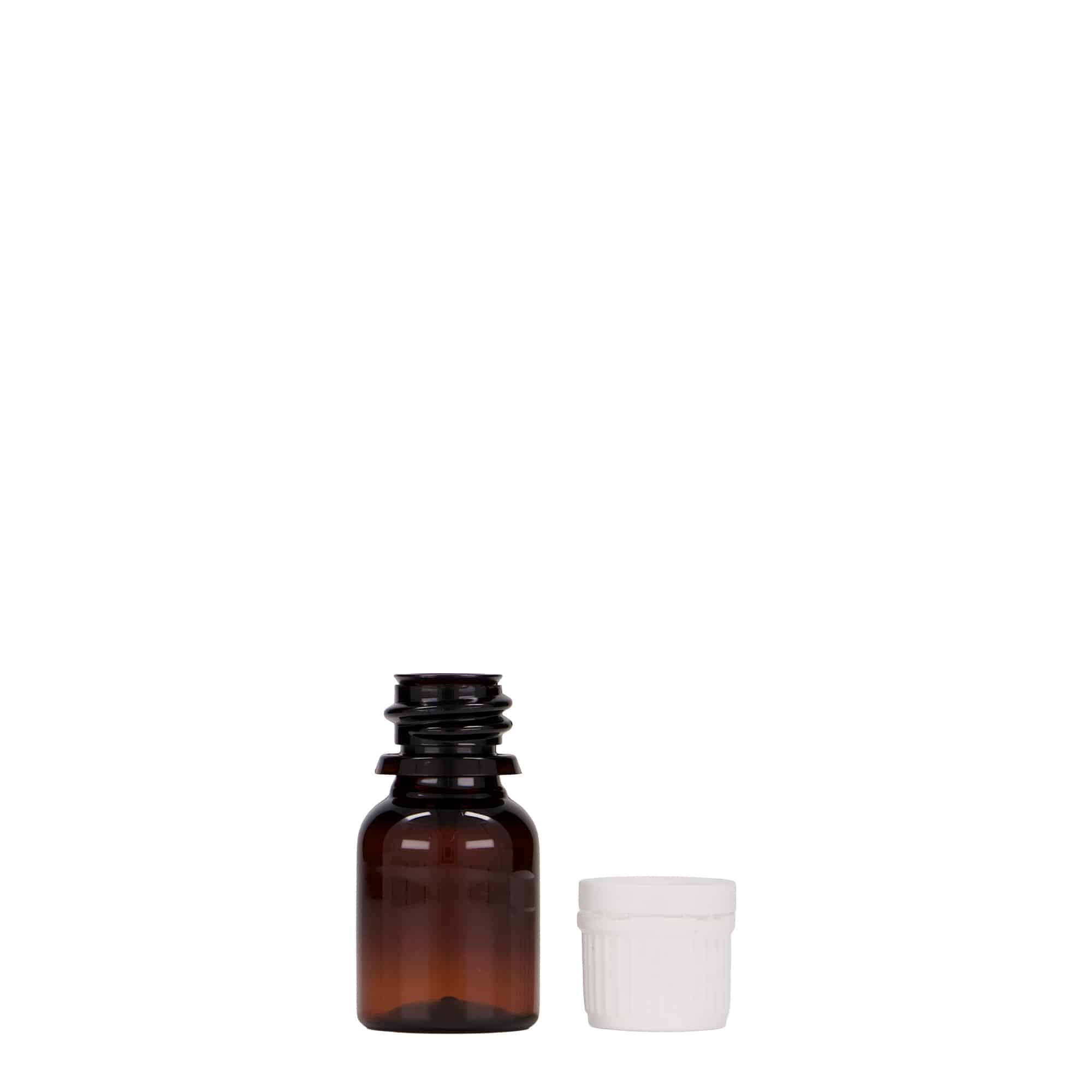 10 ml PET zāļu pudelīte 'Easy Living', brūna, plastmasas, aizdare: DIN 18